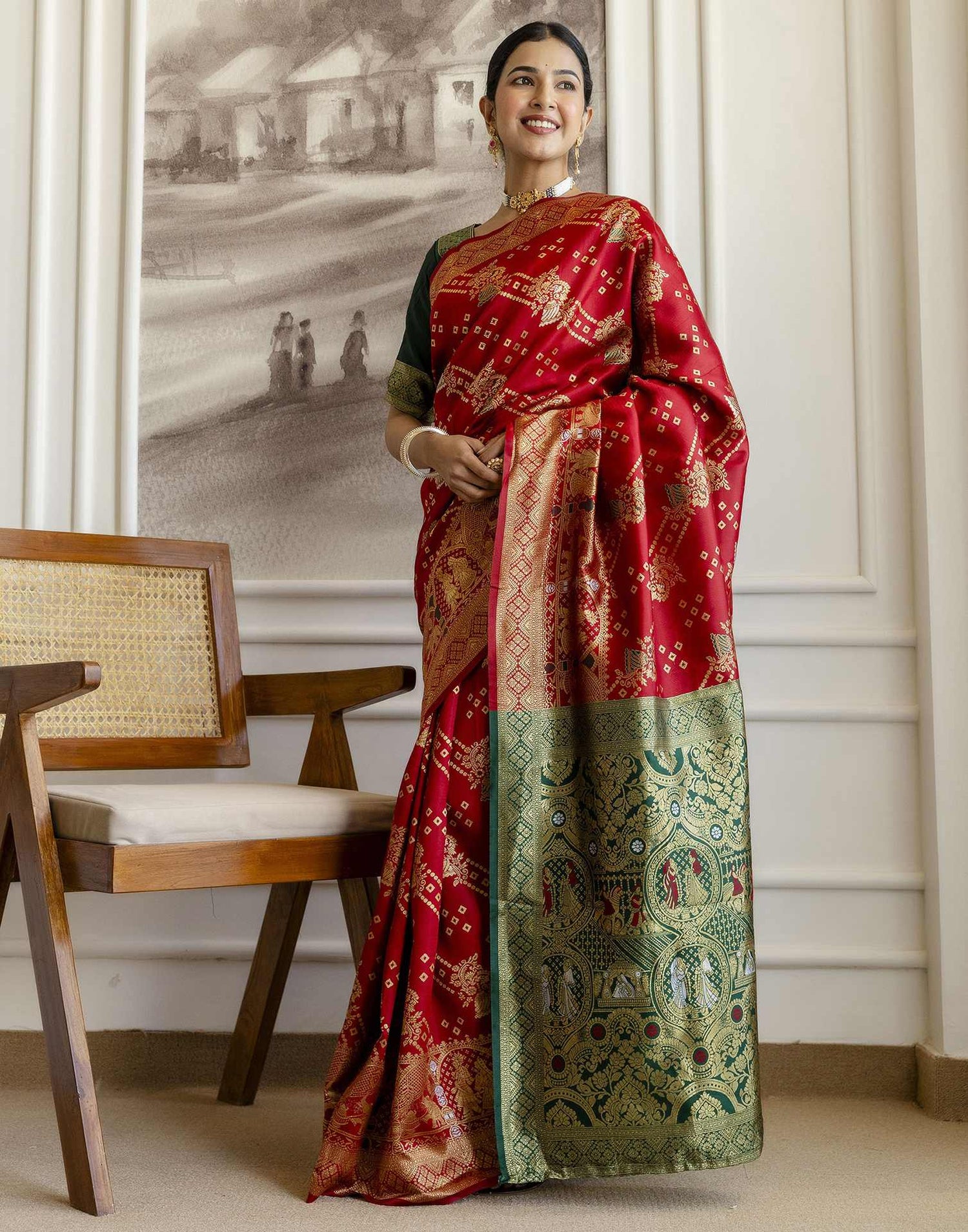 Red Silk Woven Saree