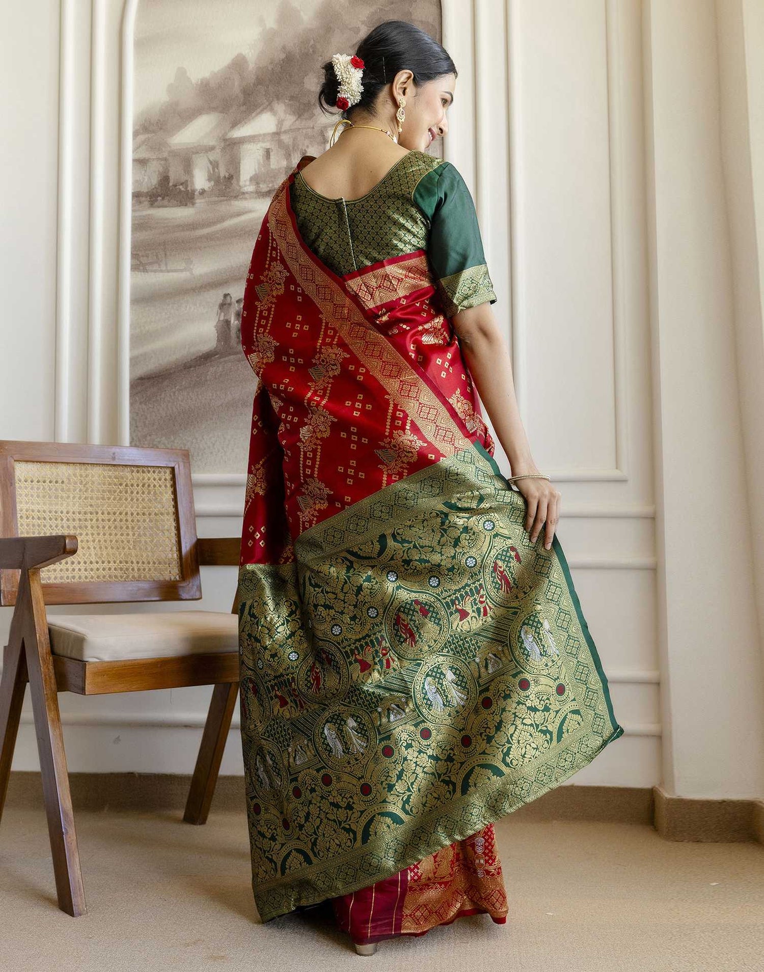 Red Silk Woven Saree