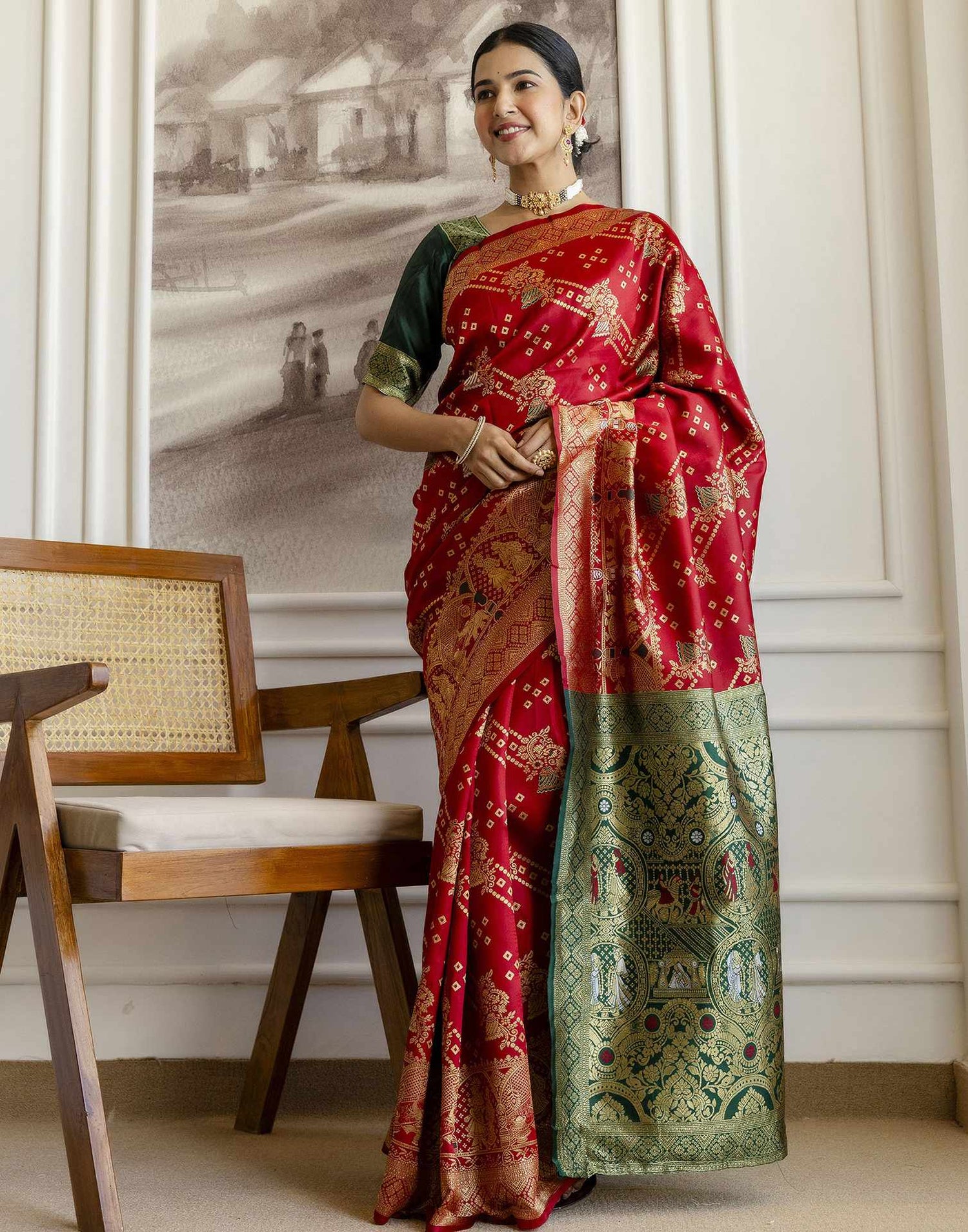 Red Silk Woven Saree