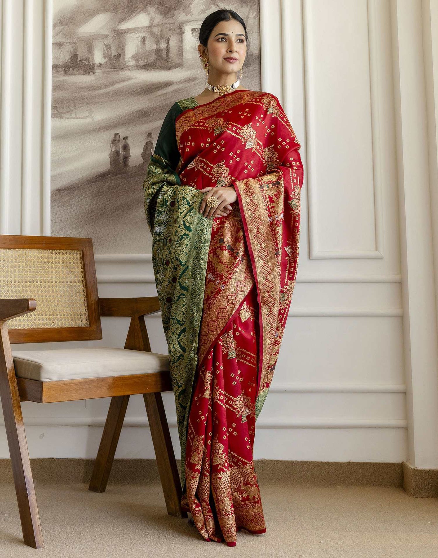 Red Silk Woven Saree