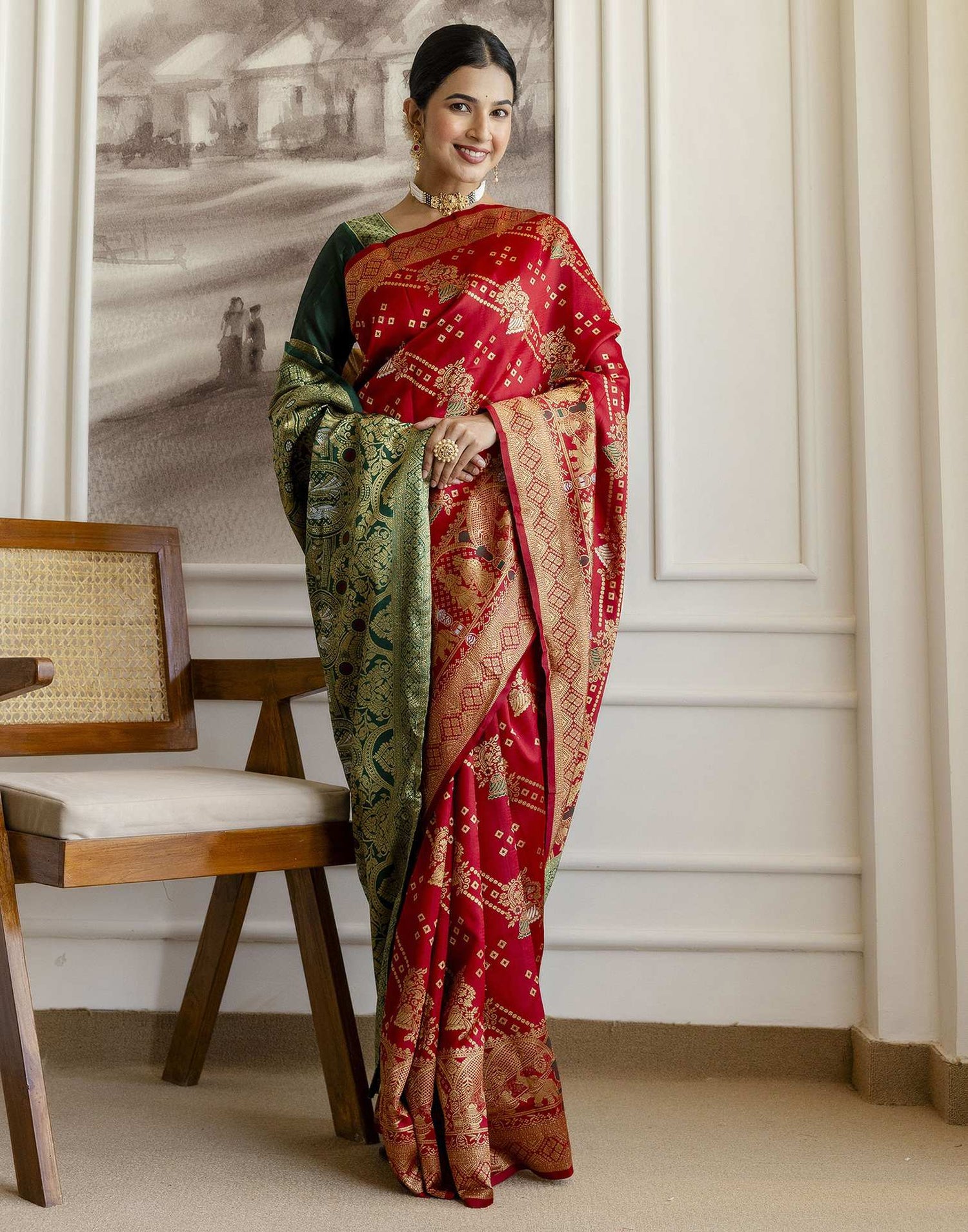 Red Silk Woven Saree