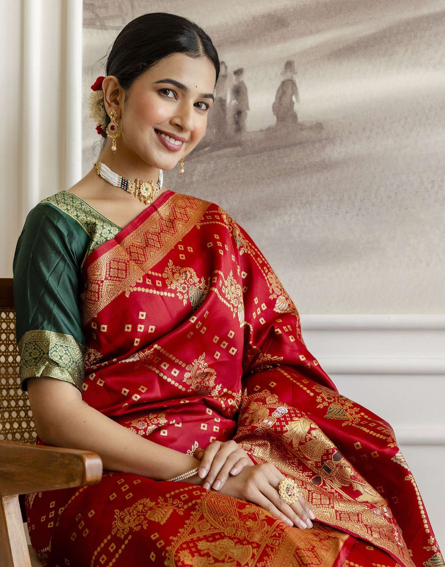 Red Silk Woven Saree