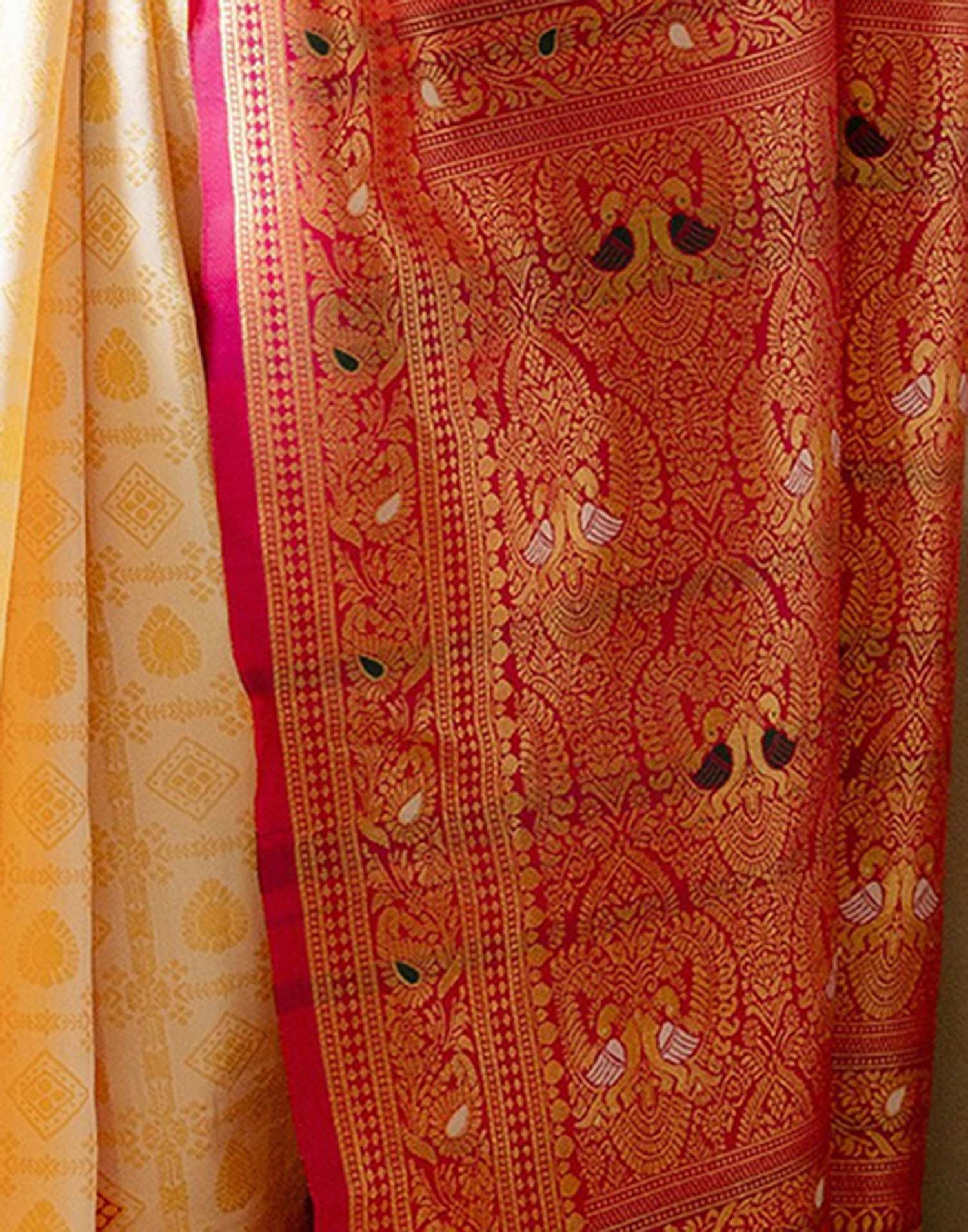 Off White Silk Woven Saree