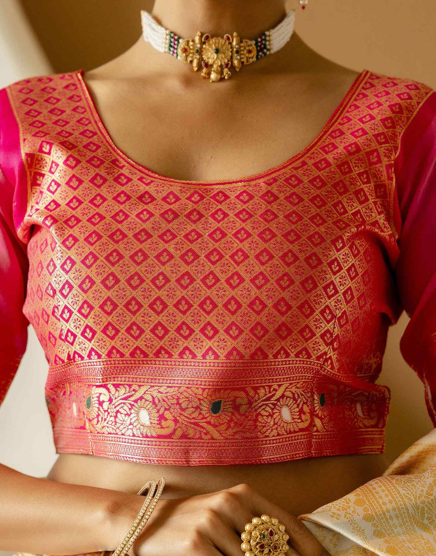 Off White Silk Woven Saree