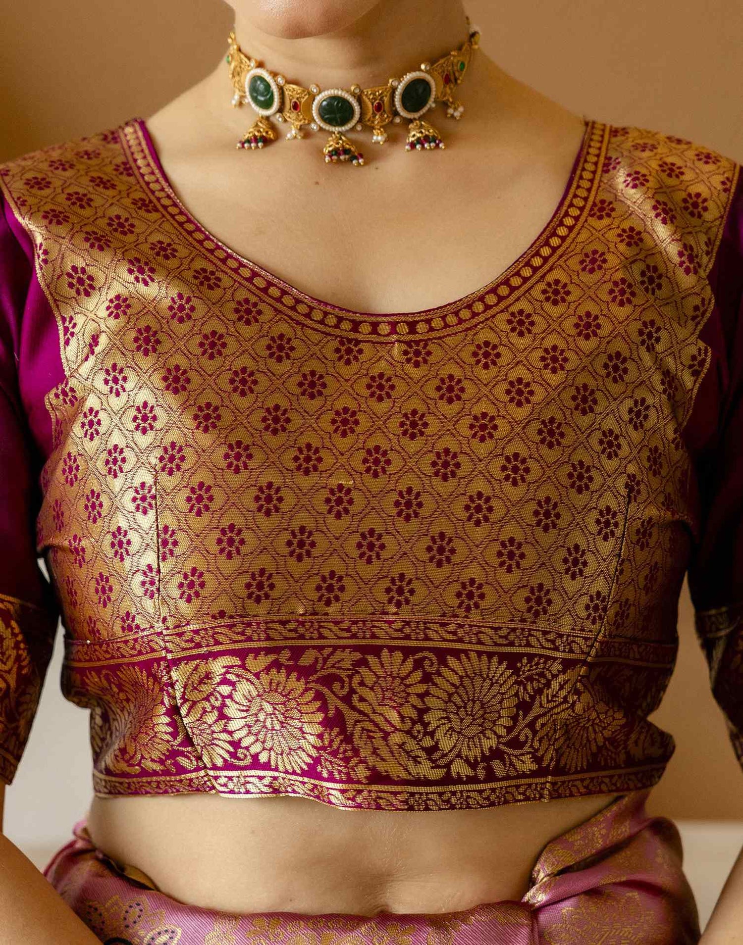Dusty Pink Silk Woven Saree