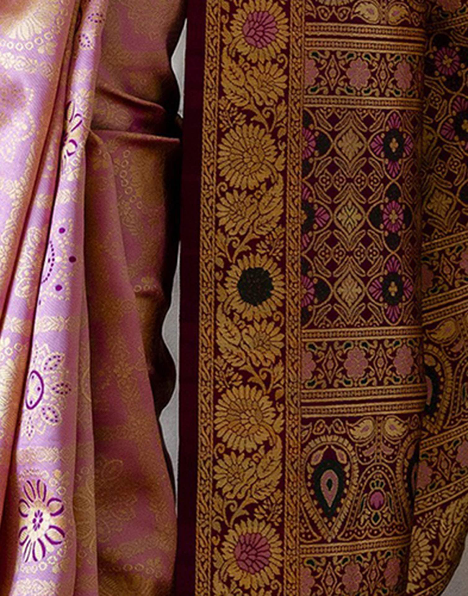 Dusty Pink Silk Woven Saree