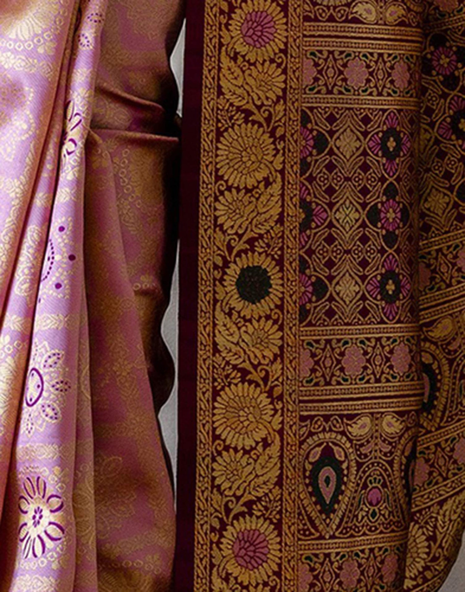Dusty Pink Silk Woven Saree