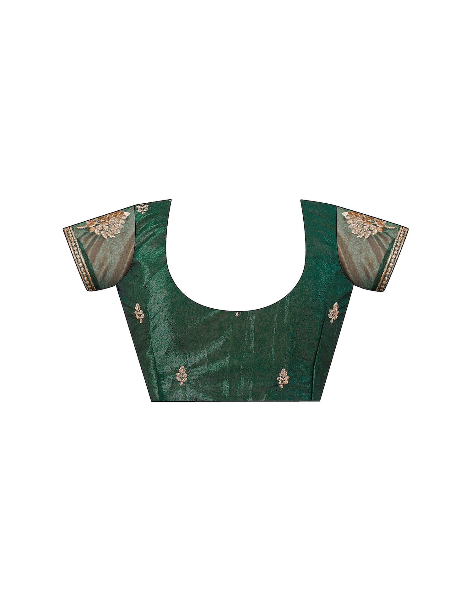 Bottle Green Shimmer Net Embroidery Swarovski Saree