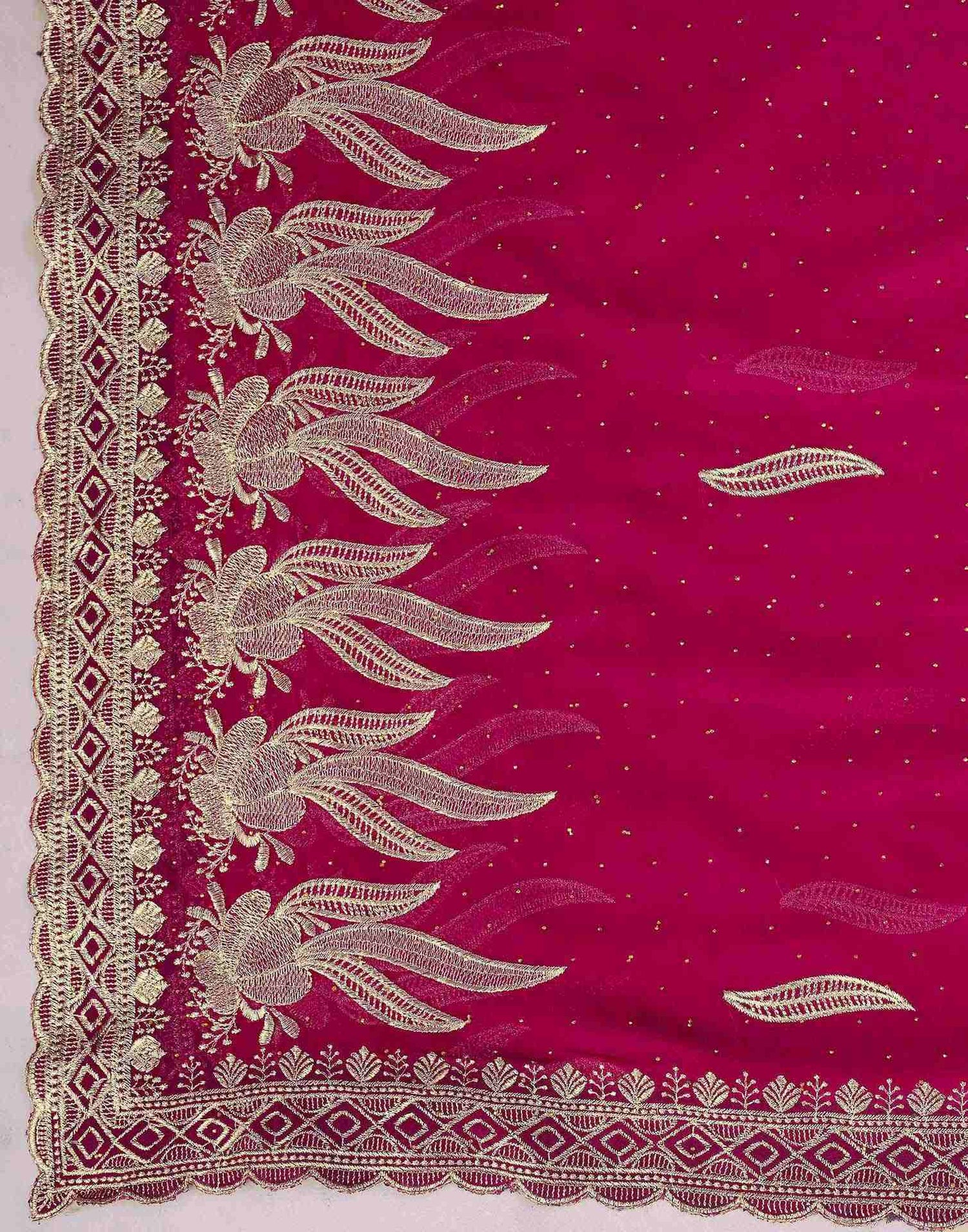 Magenta Georgette Embroidery Swarovski Saree
