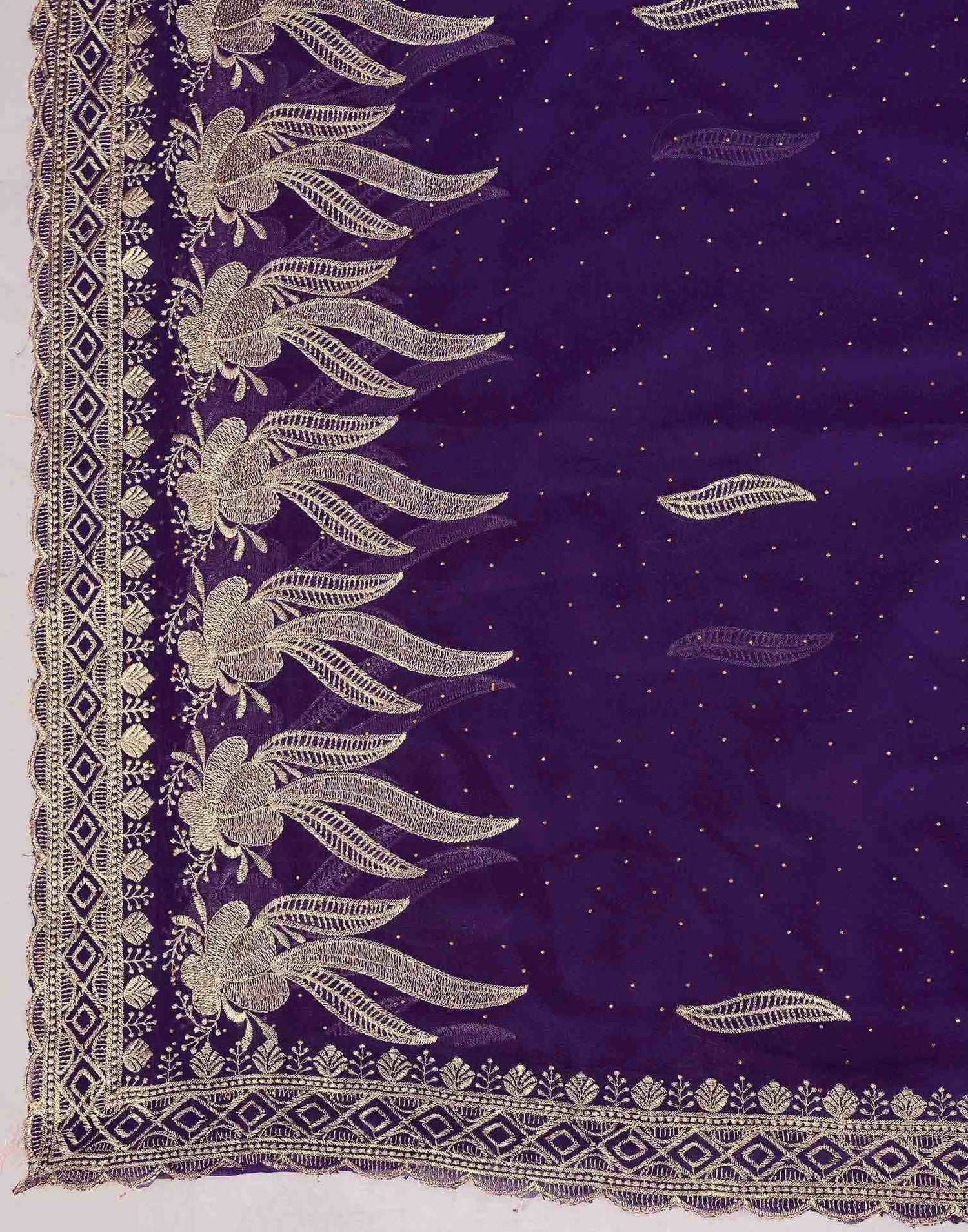Purple Georgette Embroidery Swarovski Saree