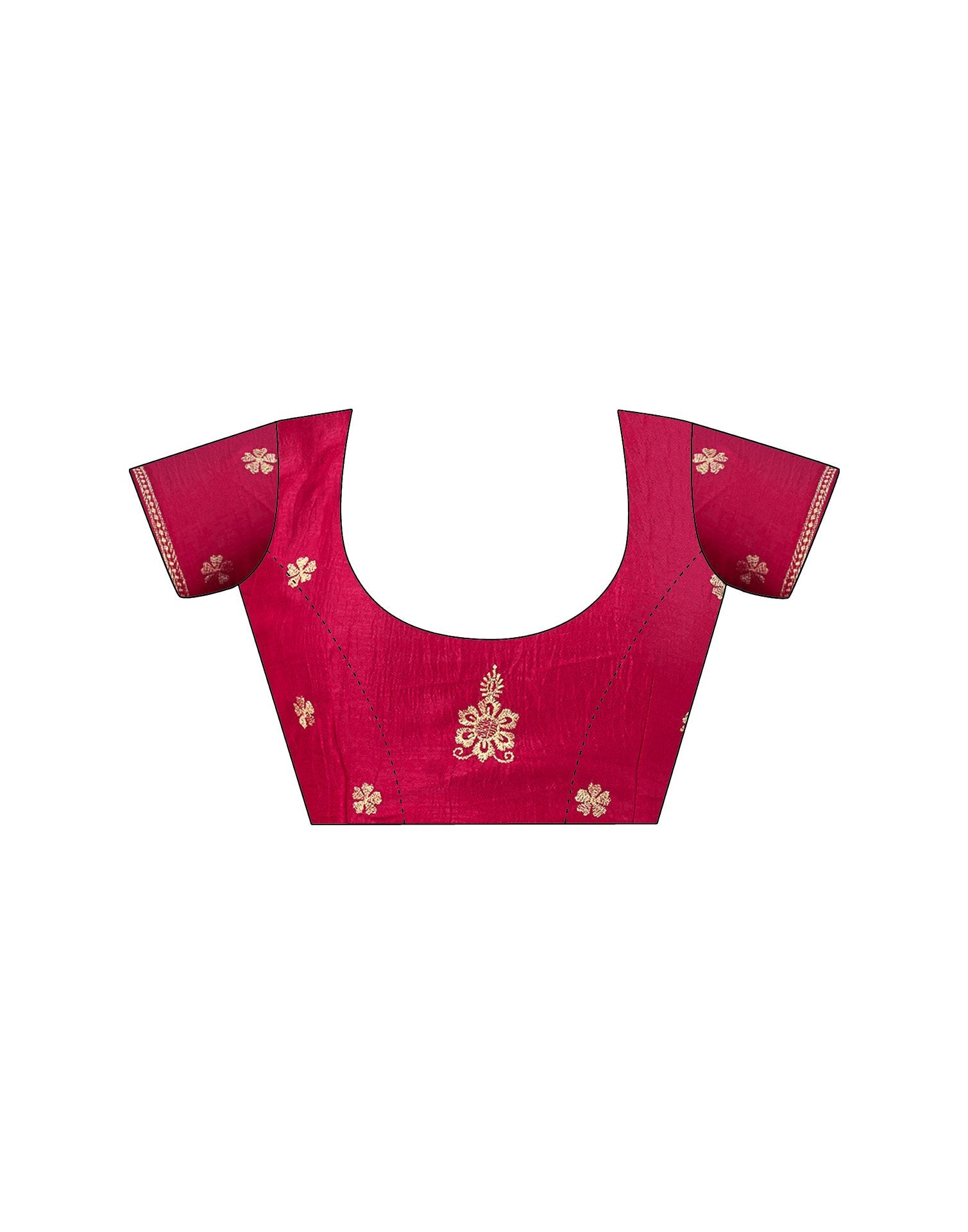 Dark Rani Pink Silk Embroidery Swarovski Saree