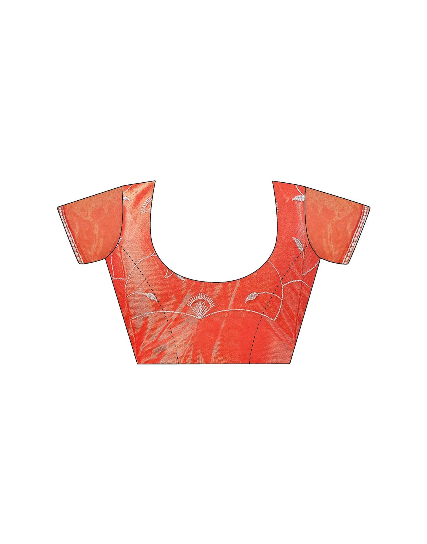 Orange Shimmer Net Embroidery Saree