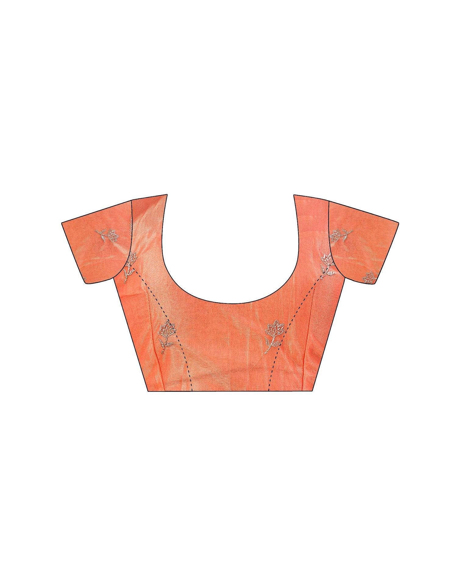 Orange Shimmer Net Embroidery Swarovski Saree
