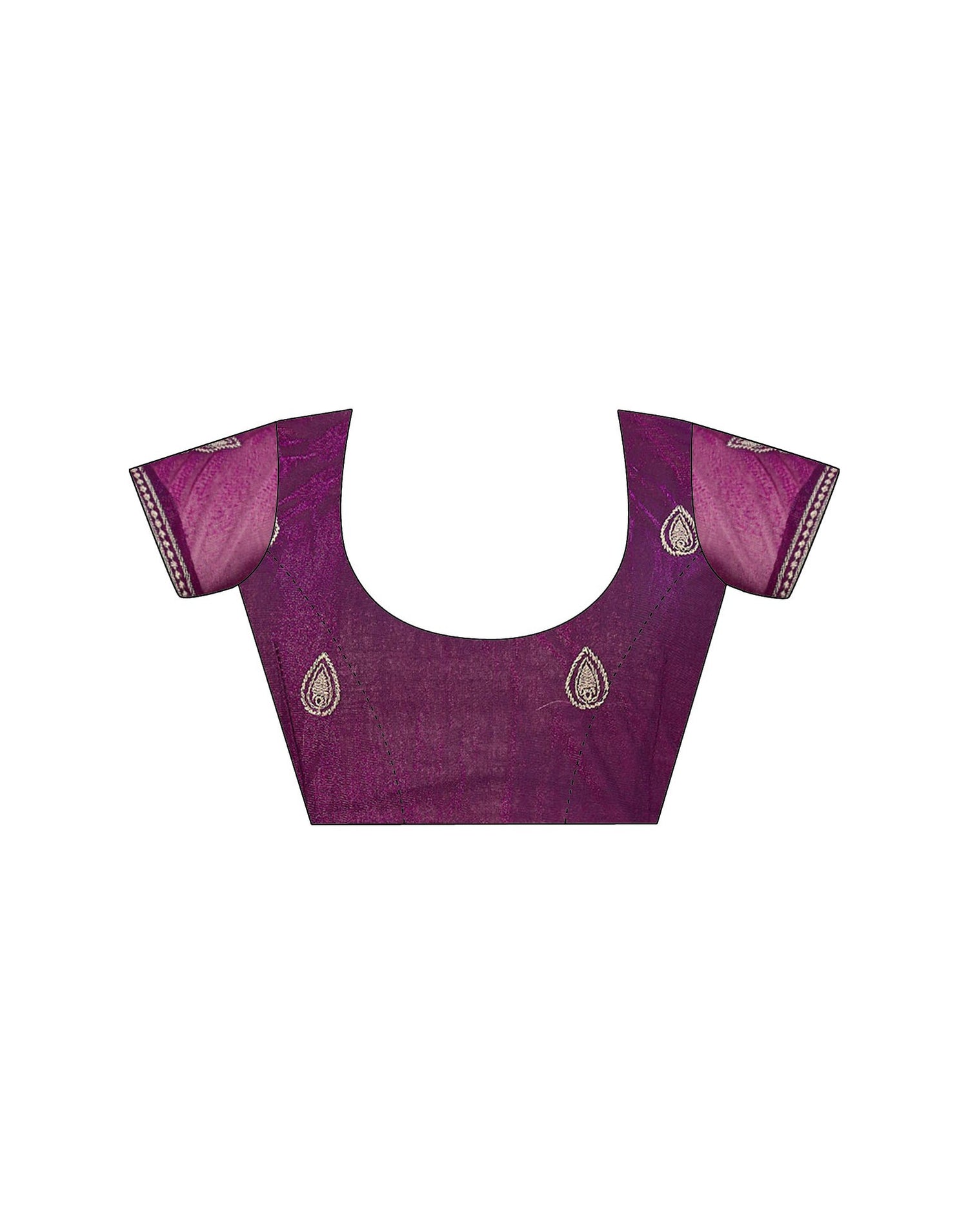 Dark Purple Shimmer Net Embroidery Swarovski Saree