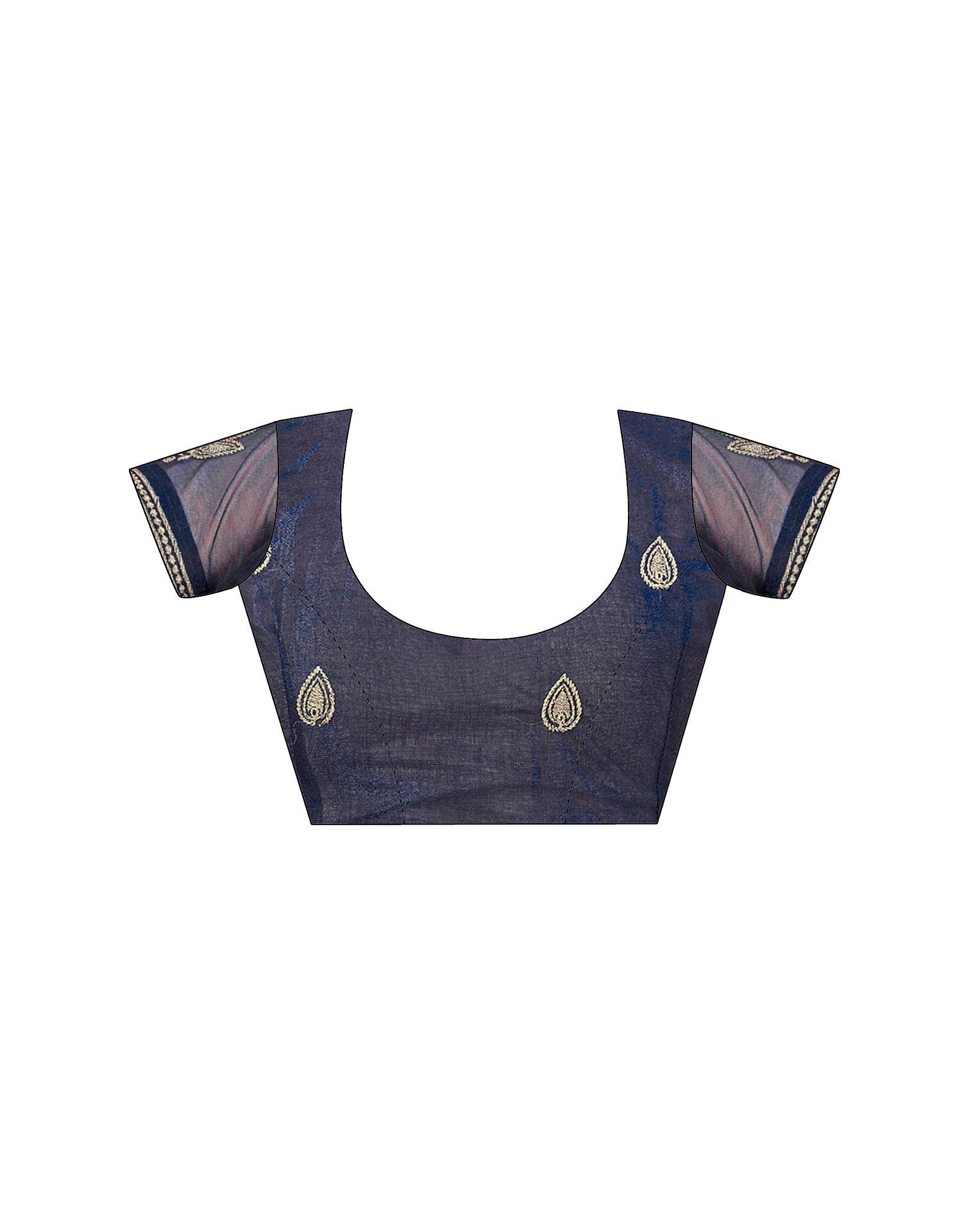 Navy Blue Shimmer Net Embroidery Swarovski Saree