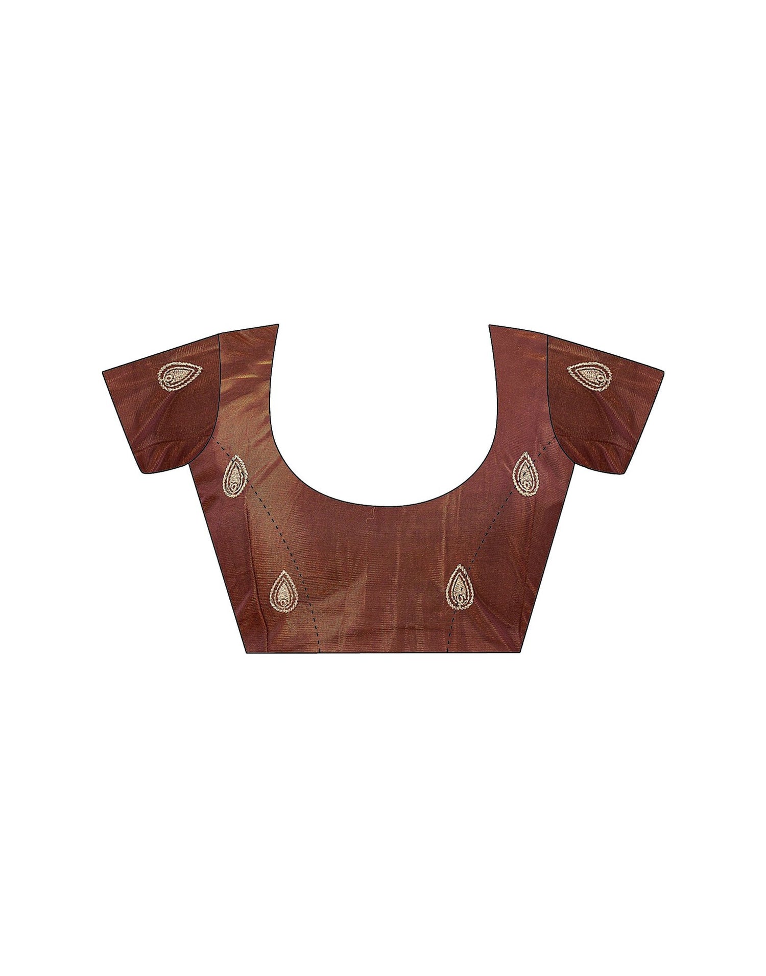 Copper Brown Shimmer Net Embroidery Swarovski Saree