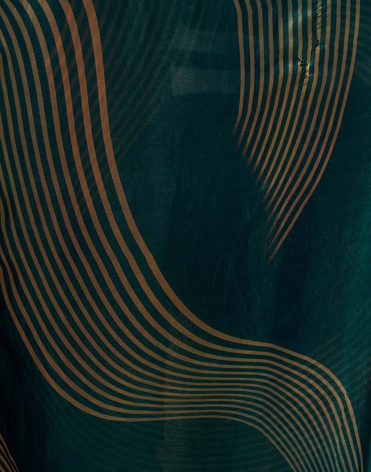 Rama Green Organza Printed Swarovski Saree