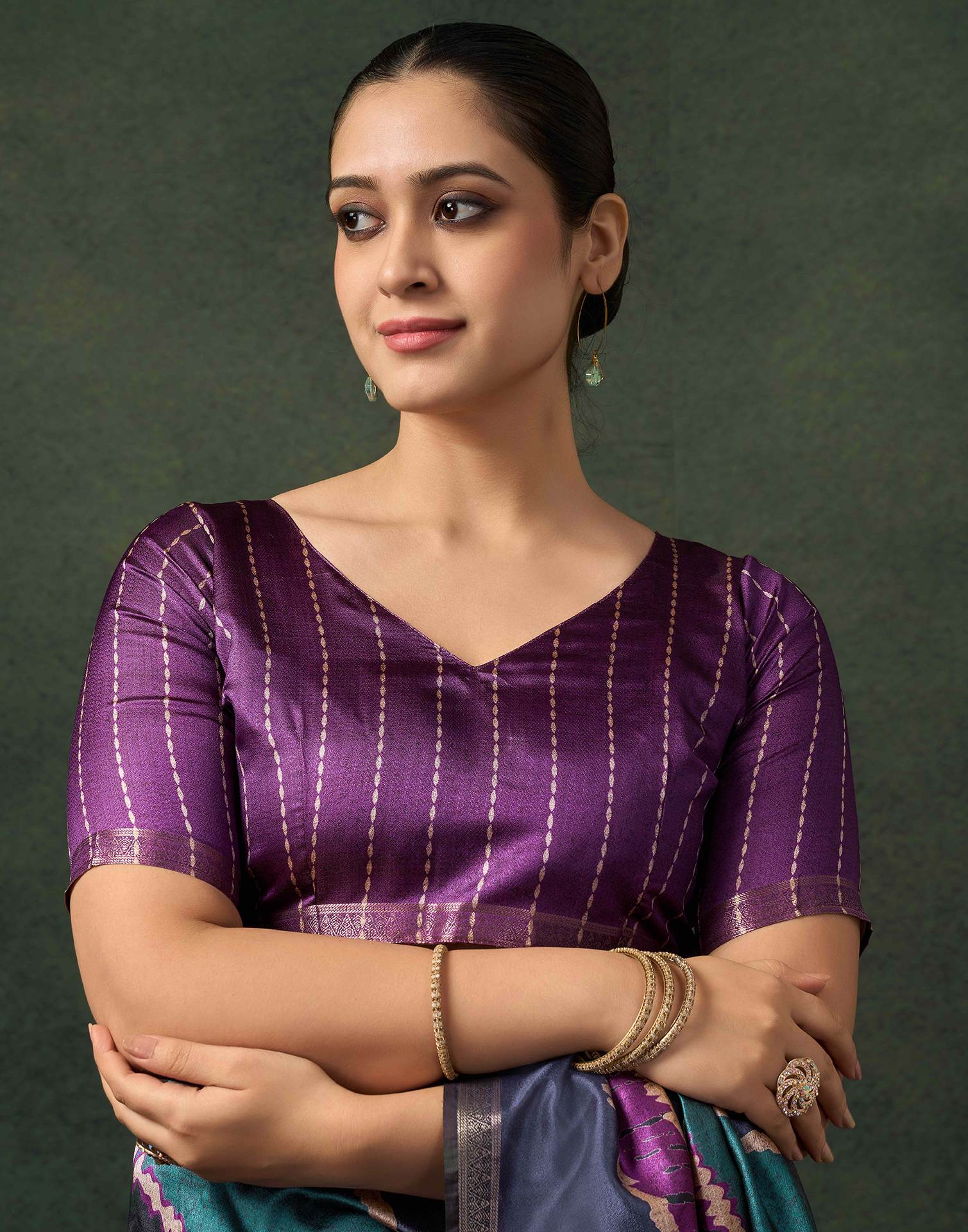 Dusty Purple Silk Printed Saree