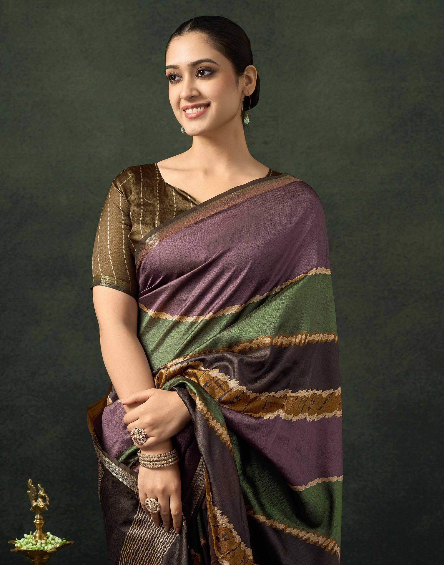 Dark Mauve Silk Printed Saree