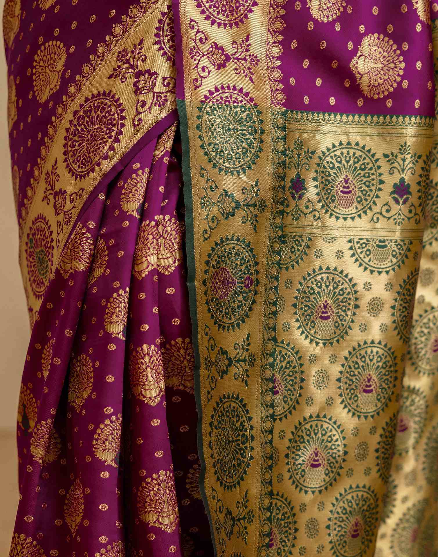 Dark Purple Silk Woven Banarasi Saree