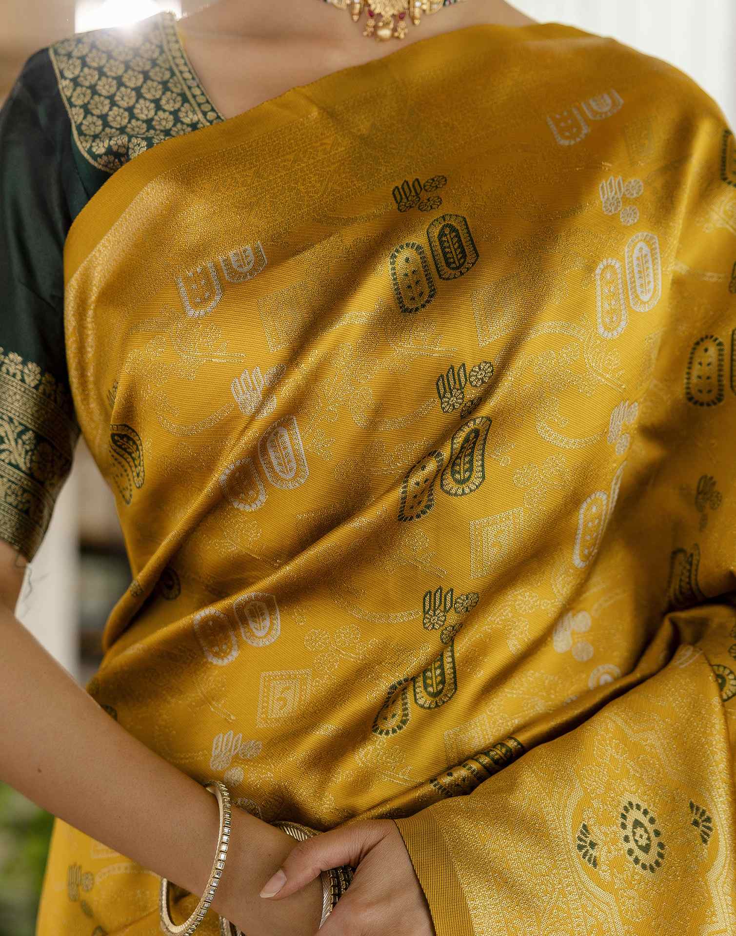 Mustard Yellow Silk Woven Saree