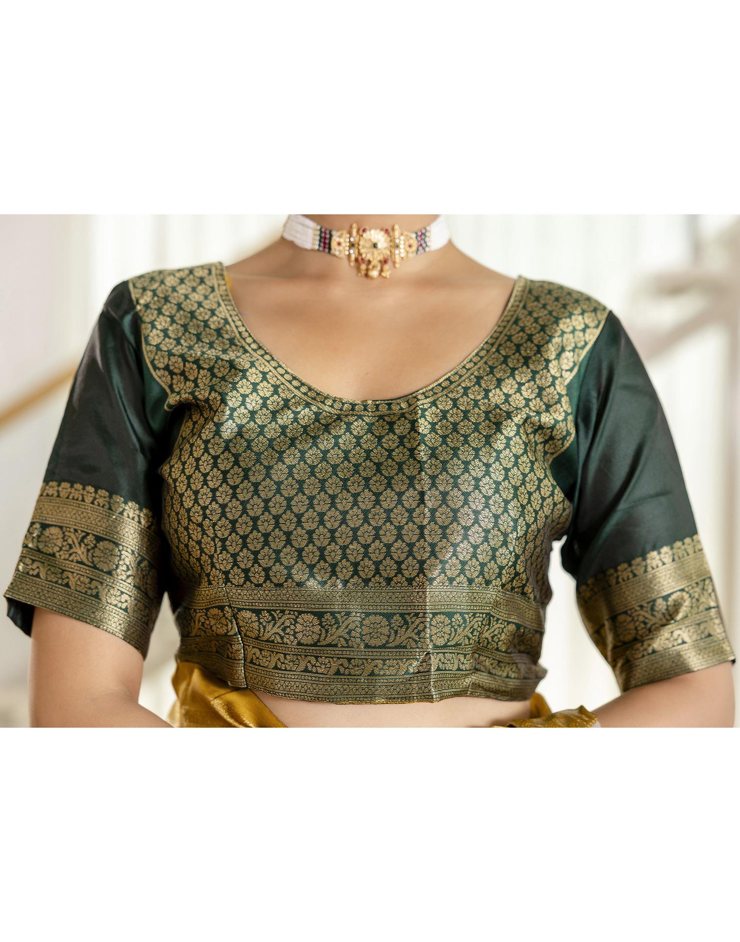 Mustard Yellow Silk Woven Saree