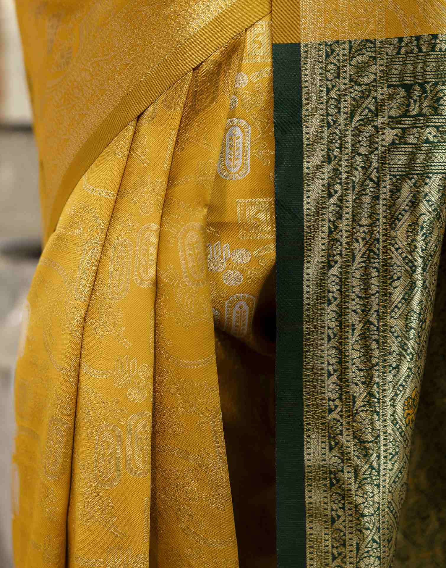 Mustard Yellow Silk Woven Saree