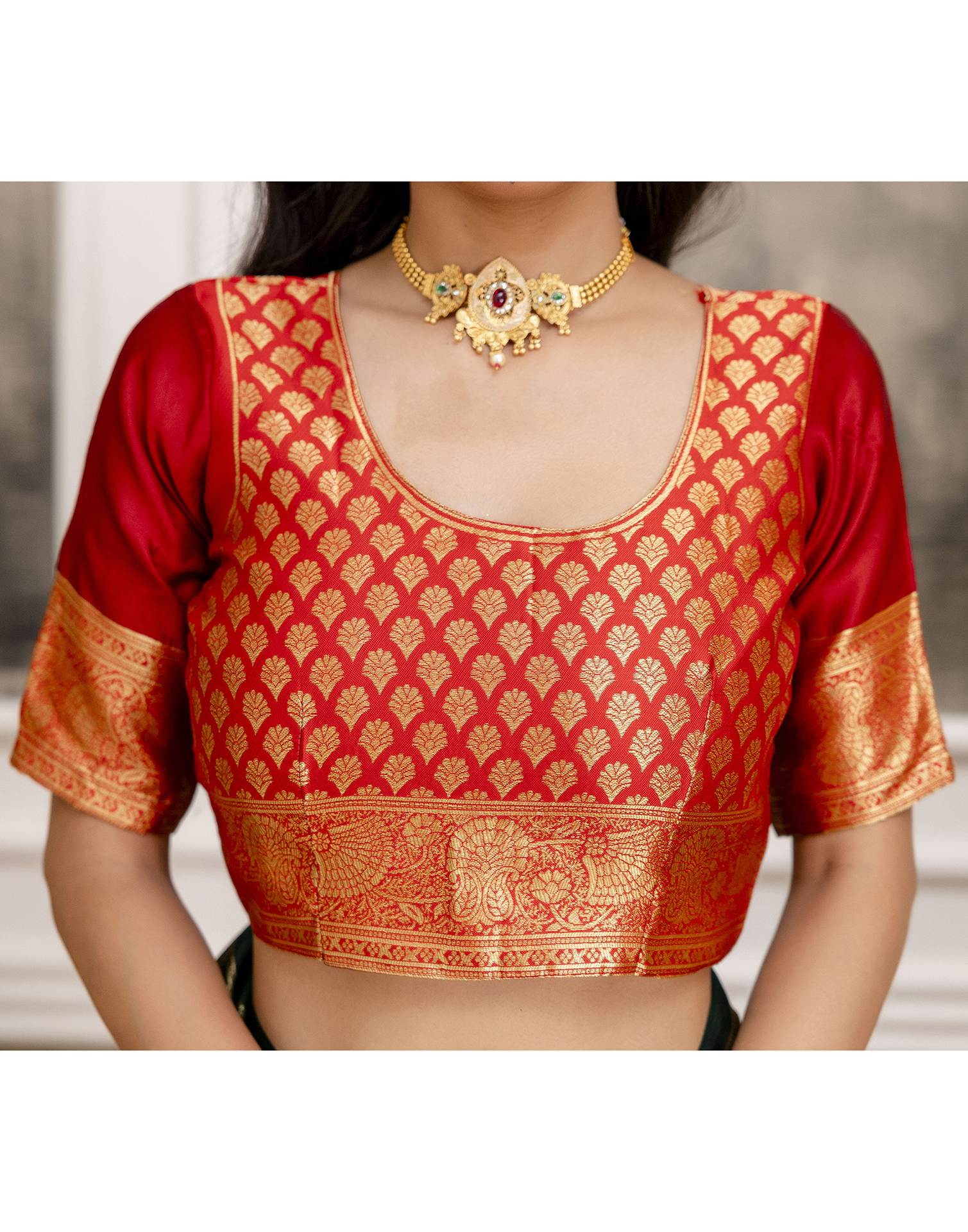 Dark Green Silk Woven Saree