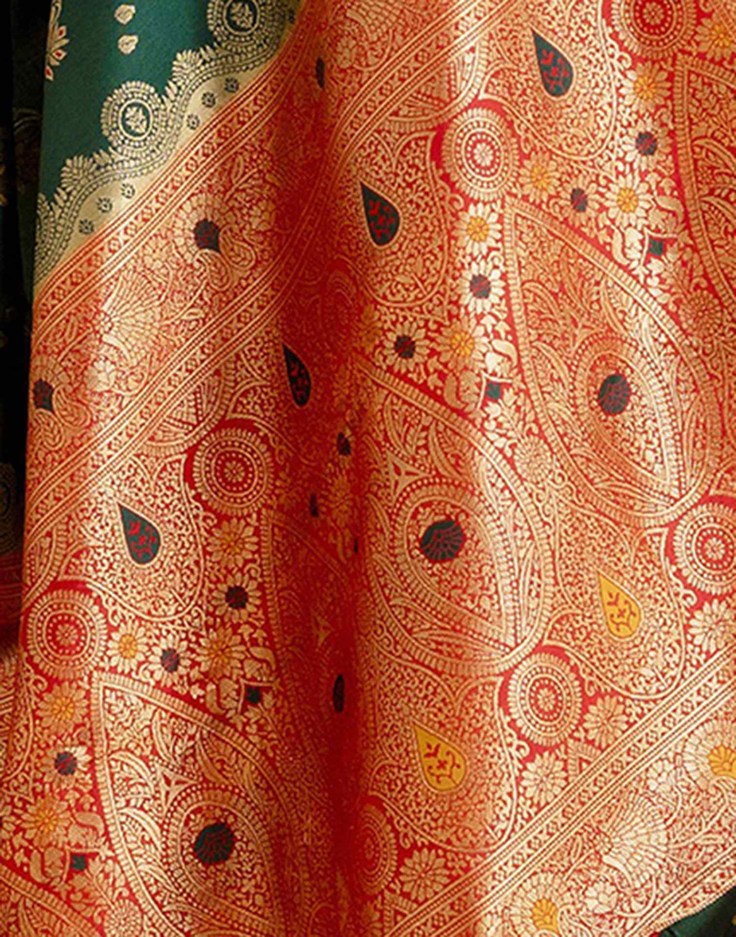 Dark Green Silk Woven Saree