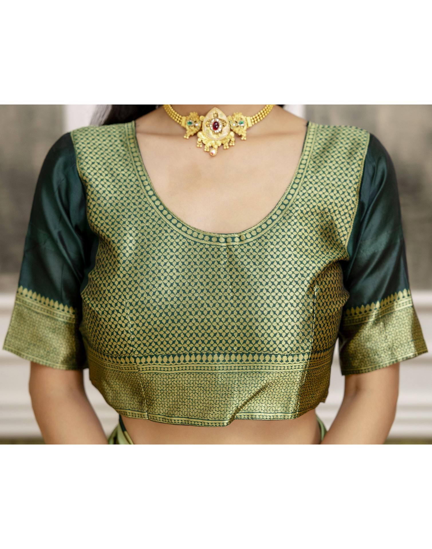 Pista Green Silk Woven Saree