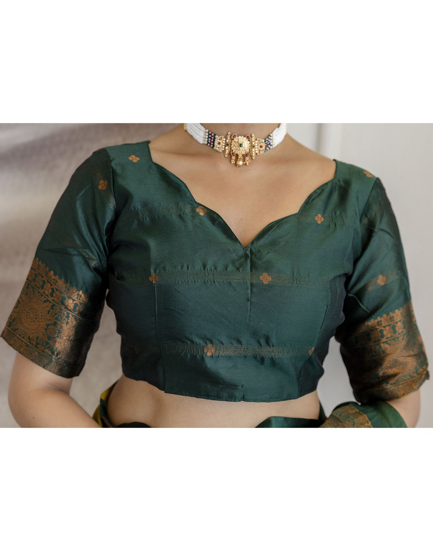 Lime Green Silk Woven Saree