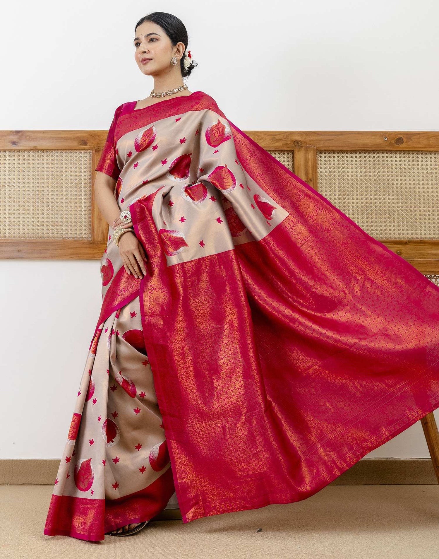 Grey Silk Woven Saree