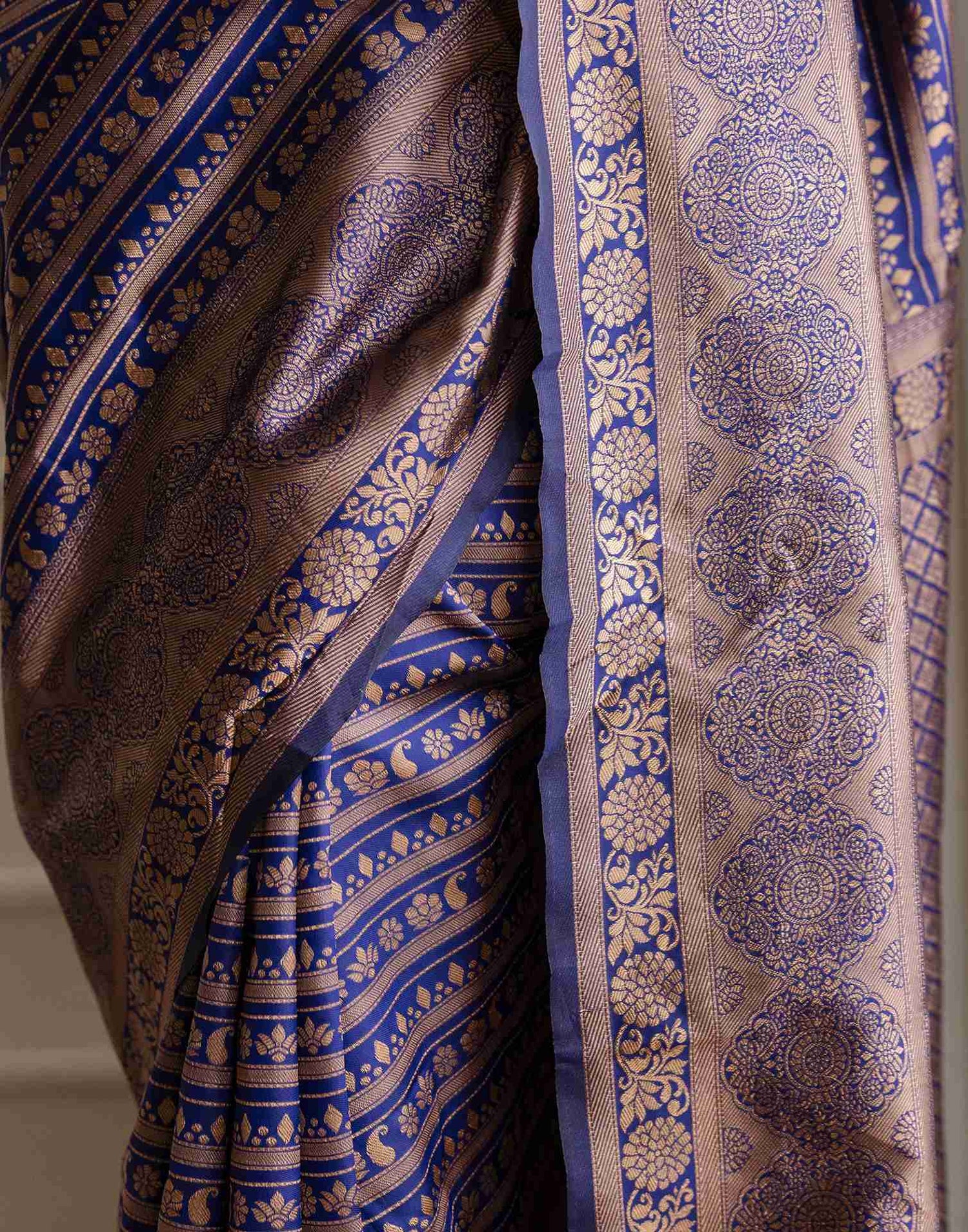 Navy Blue Silk Woven Saree