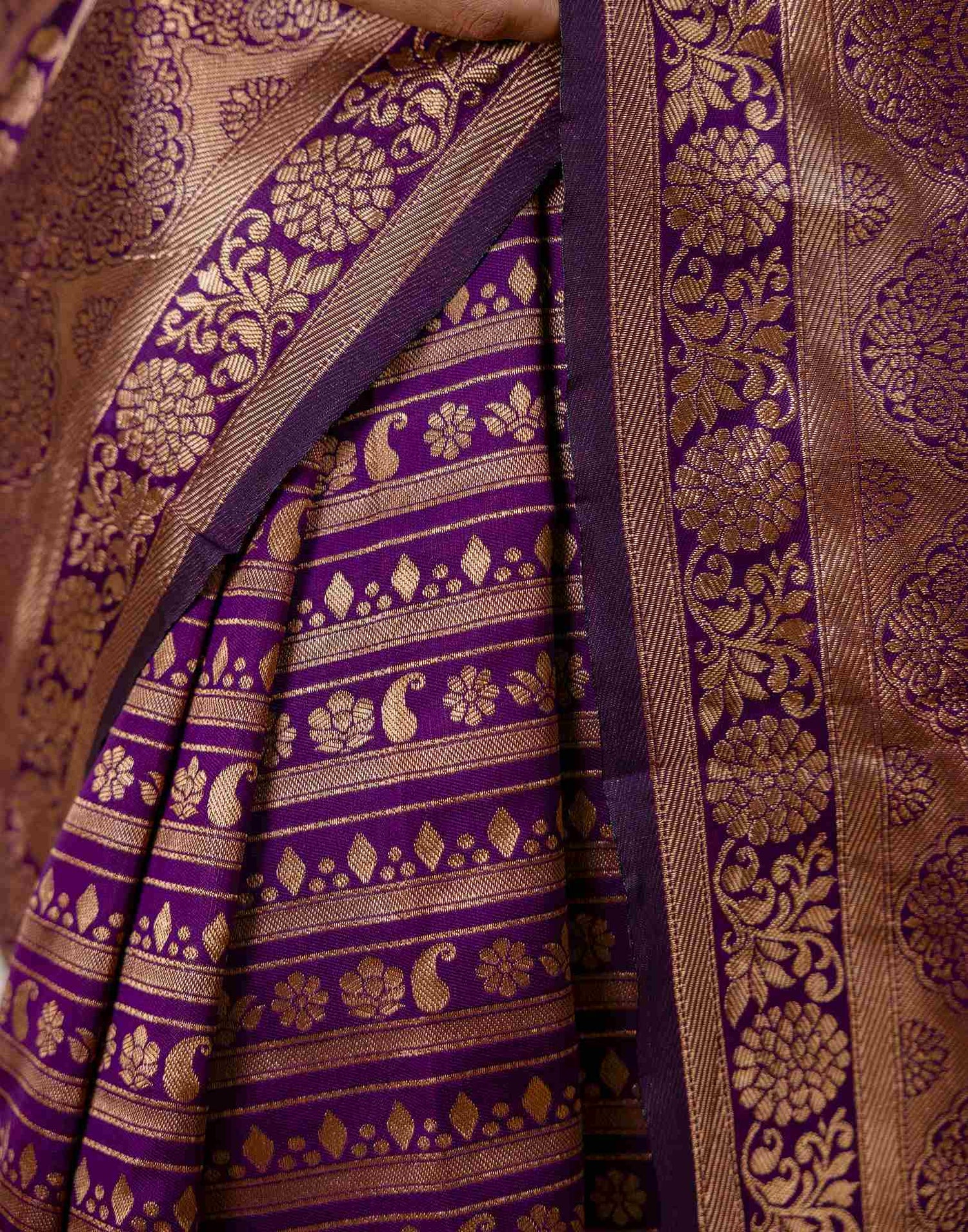 Dark Purple Silk Woven Saree