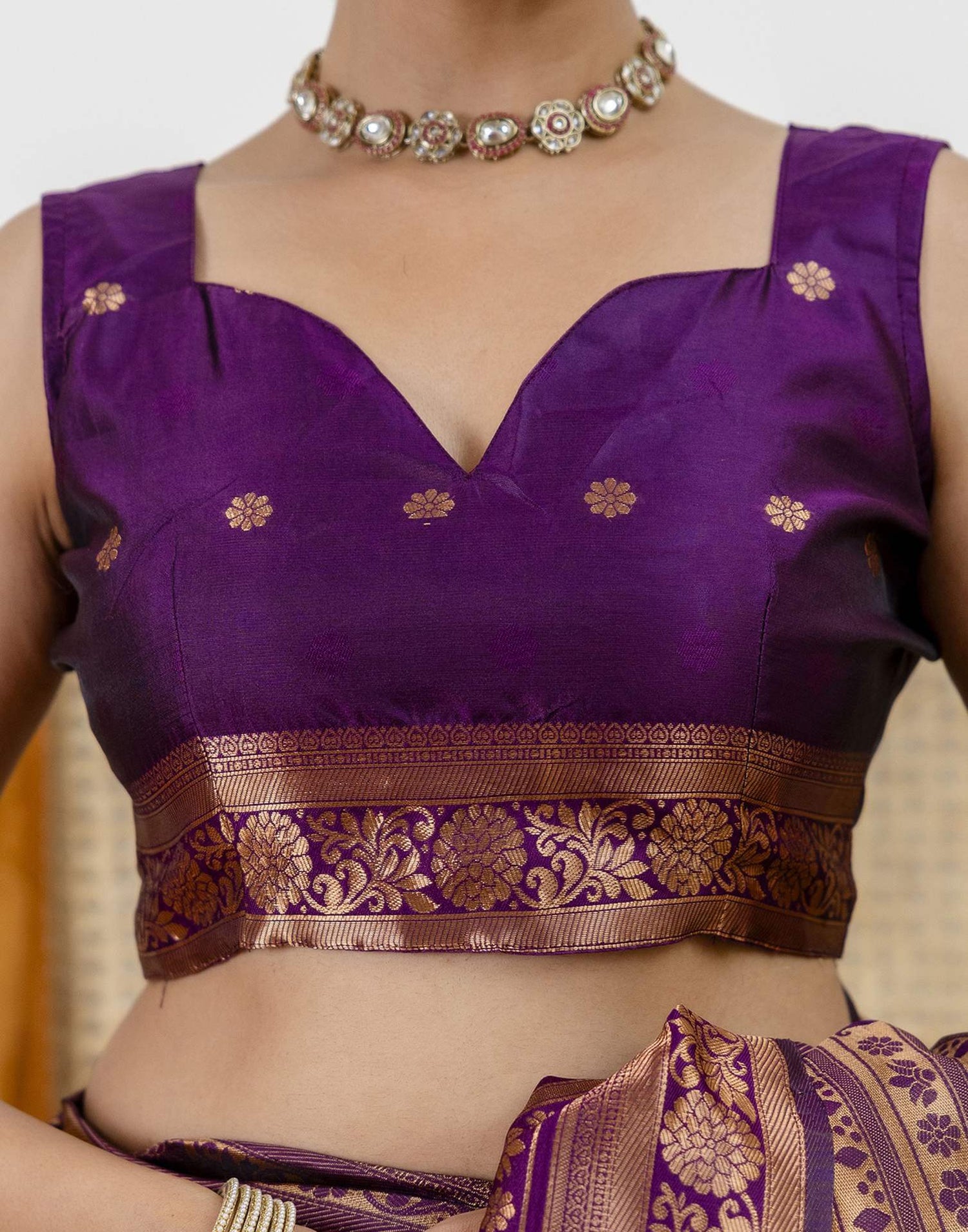 Dark Purple Silk Woven Saree