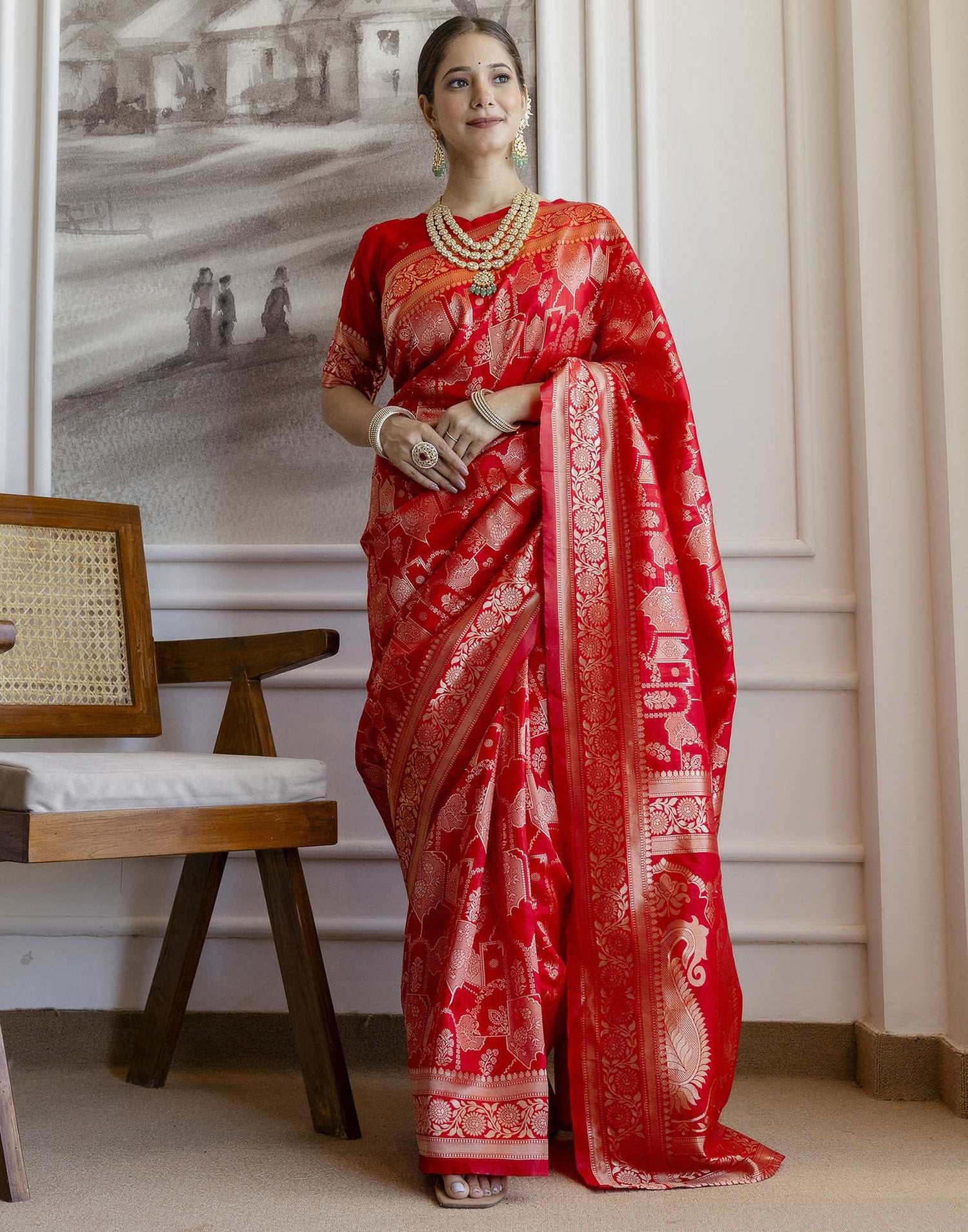 Red Silk Woven Saree