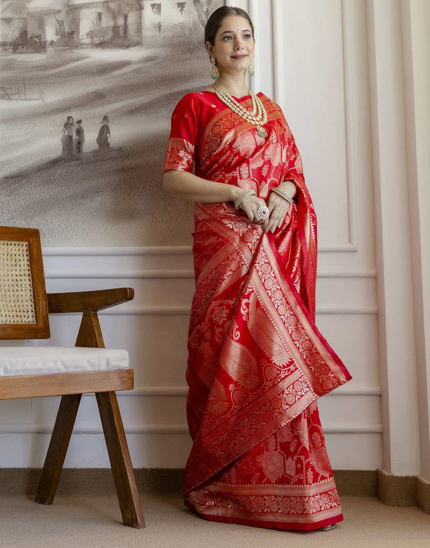 Red Silk Woven Saree