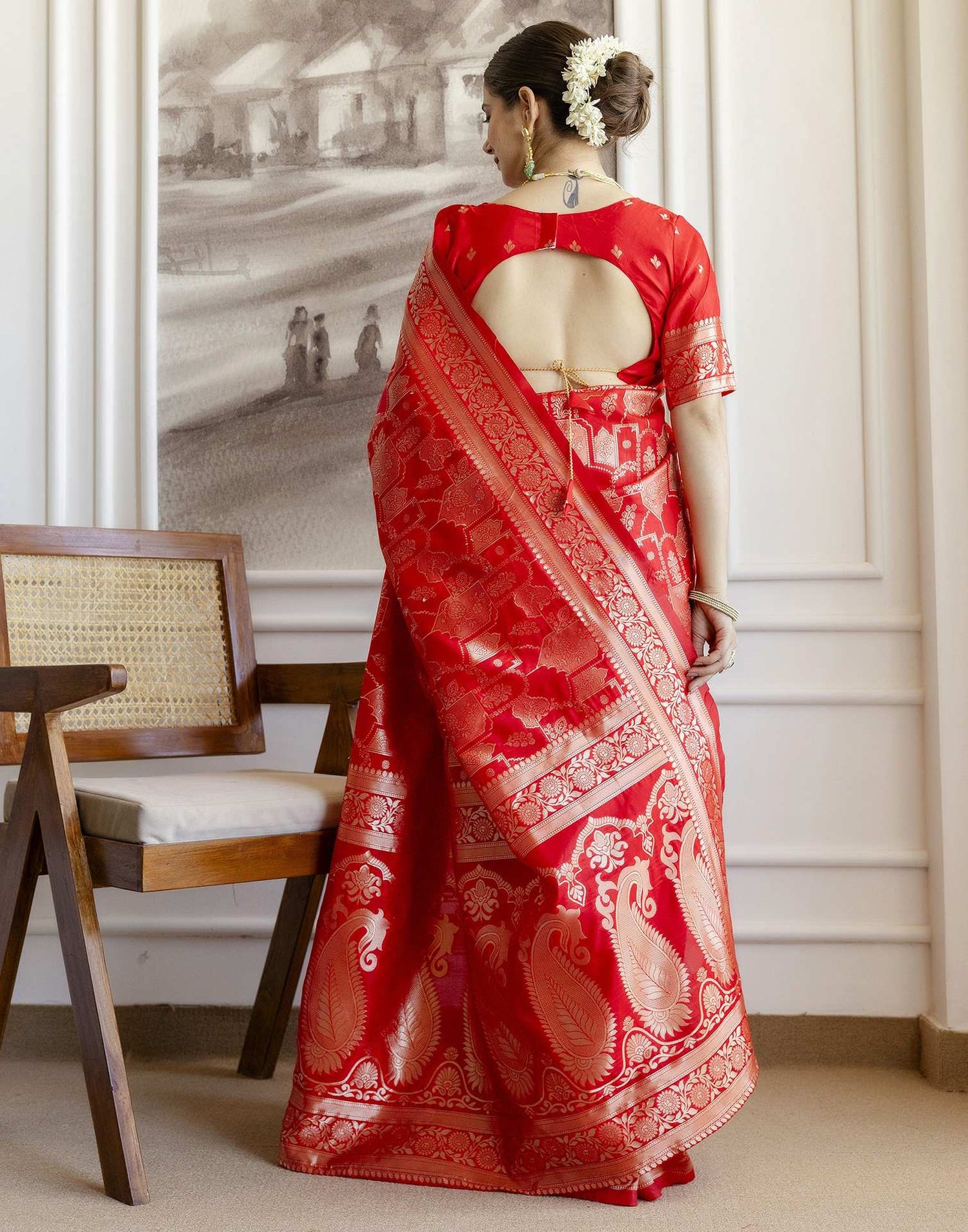 Red Silk Woven Saree