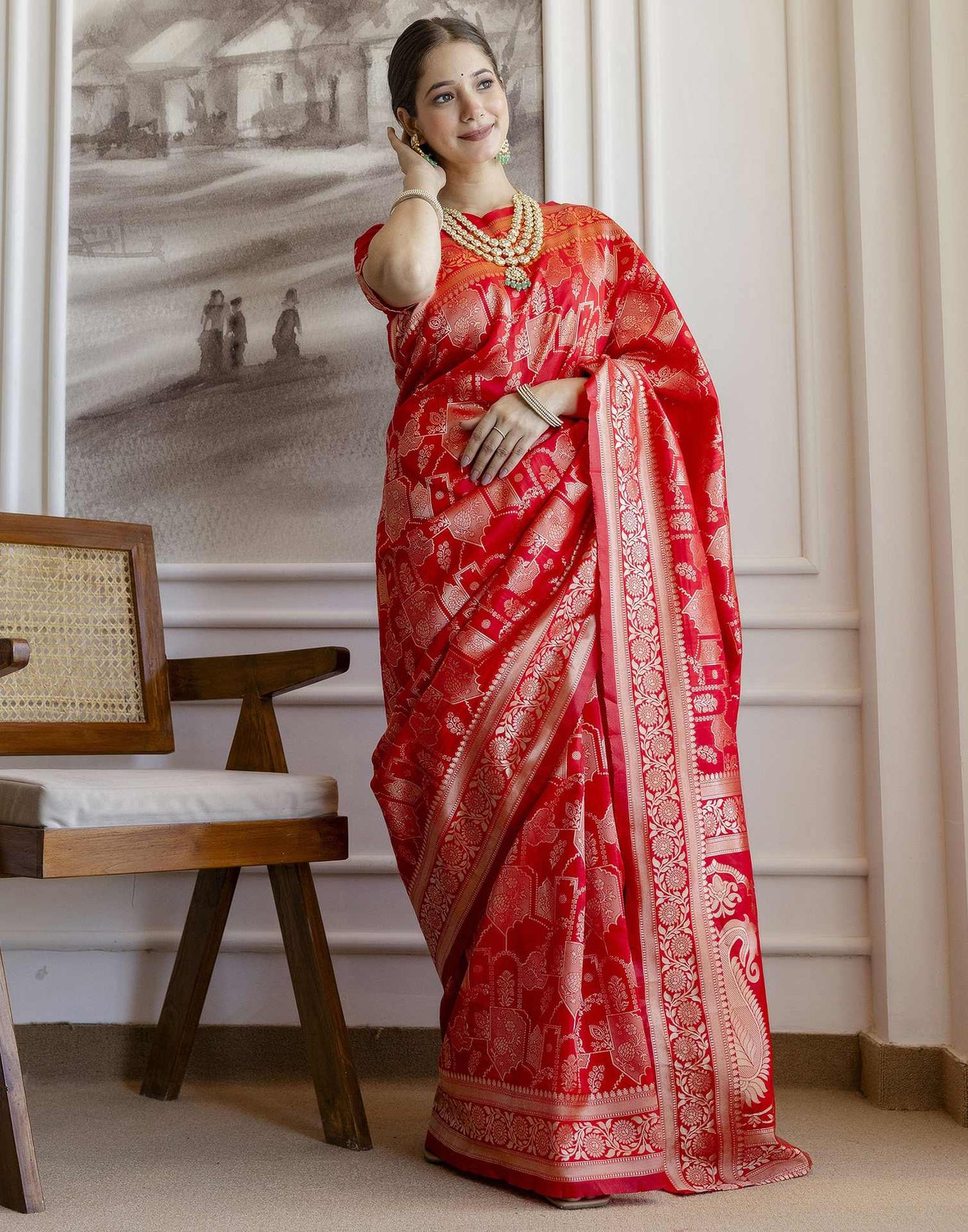 Red Silk Woven Saree