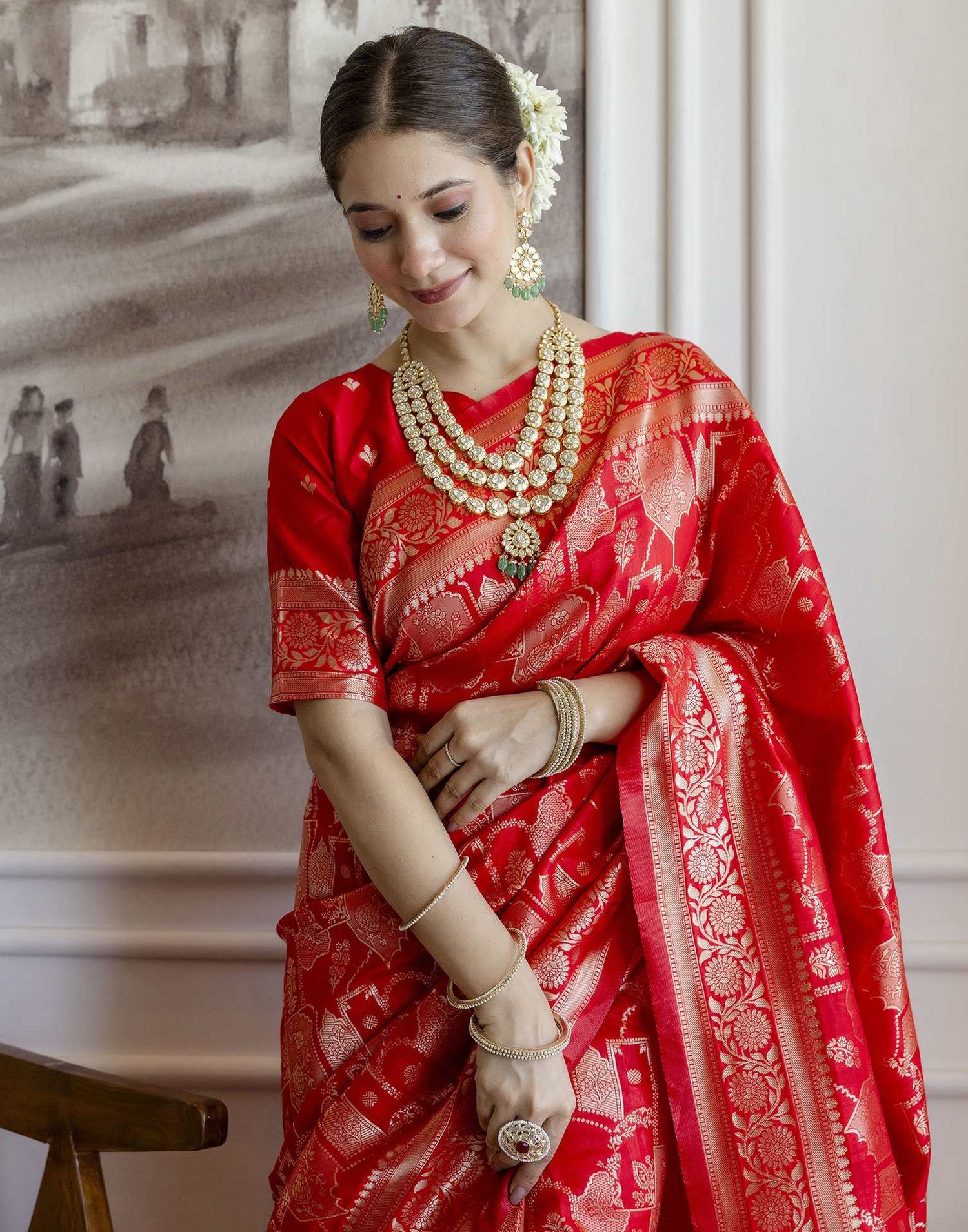 Red Silk Woven Saree