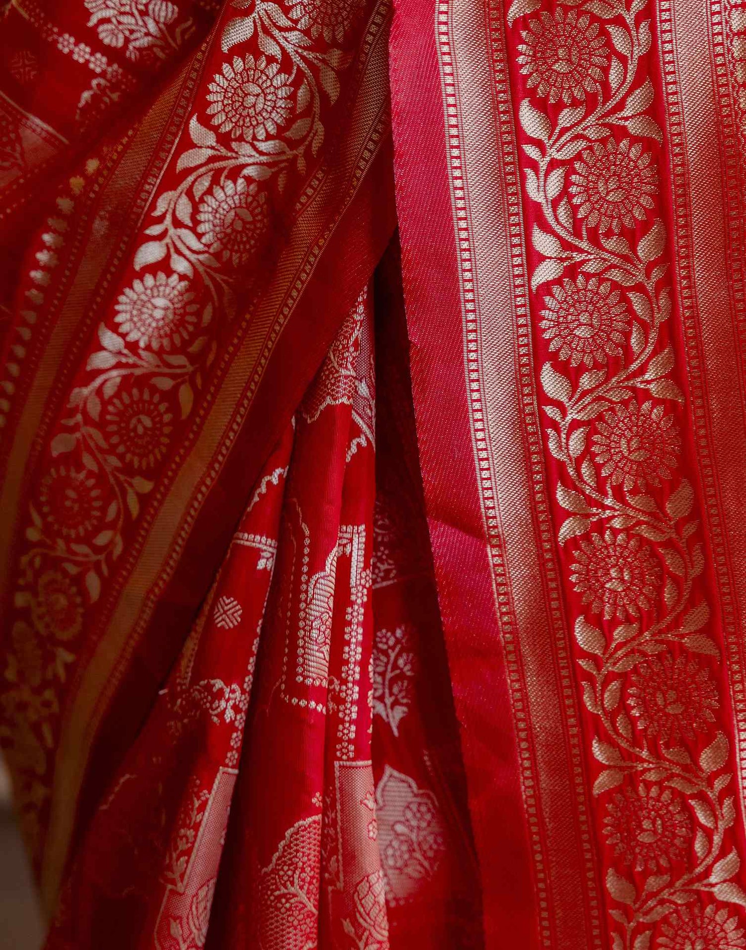 Red Silk Woven Saree