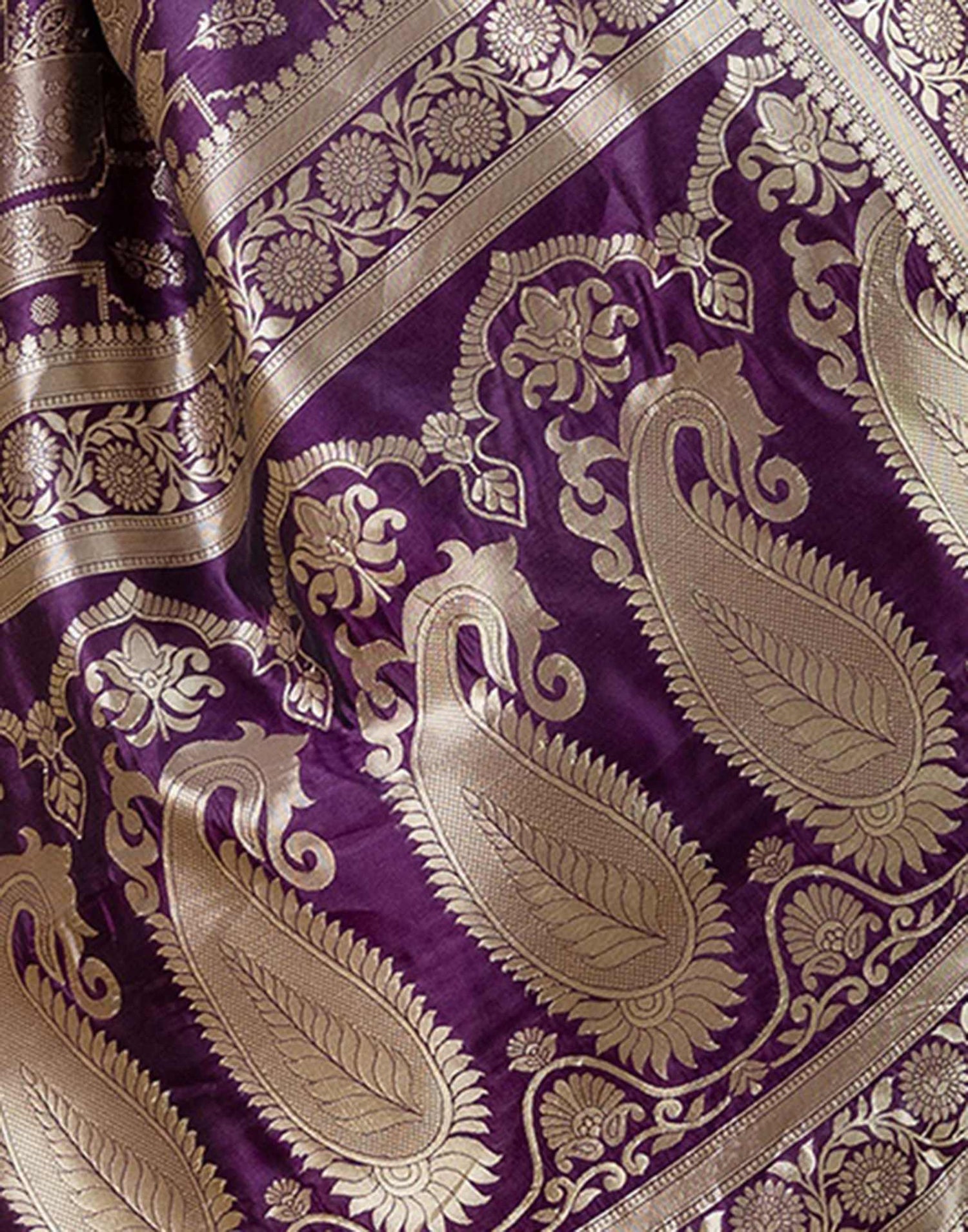 Dark Purple Silk Woven Saree