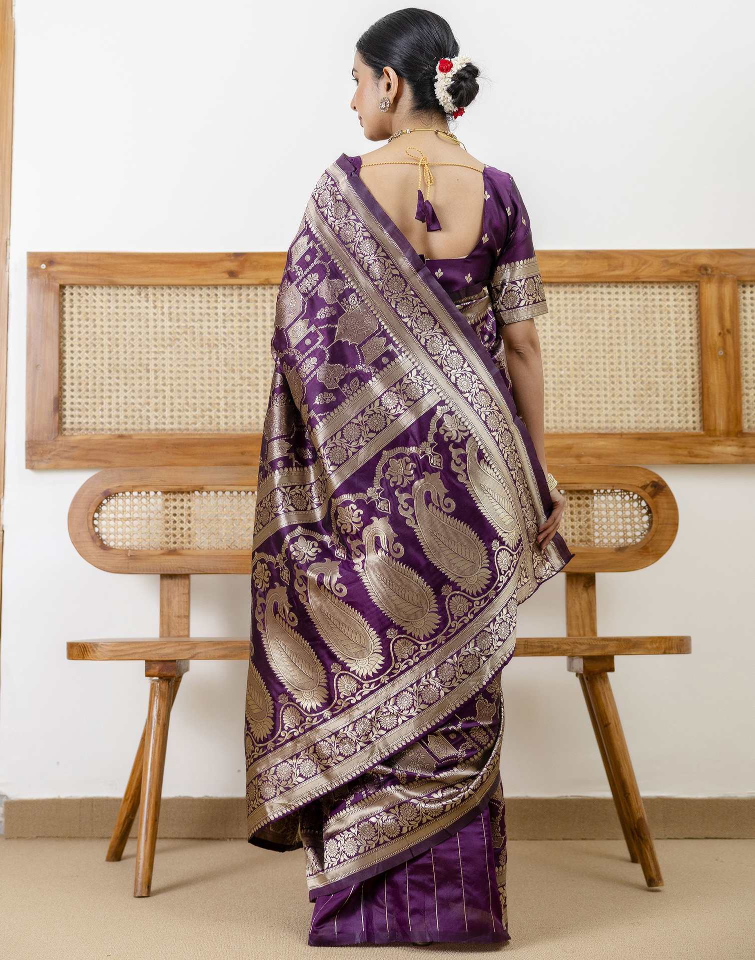Dark Purple Silk Woven Saree