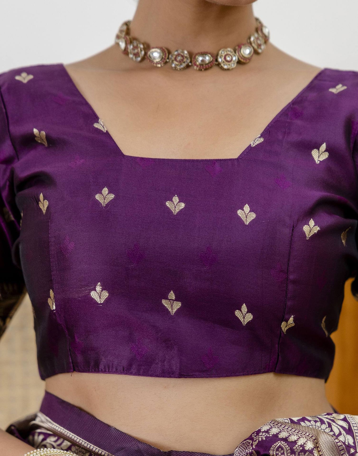 Dark Purple Silk Woven Saree