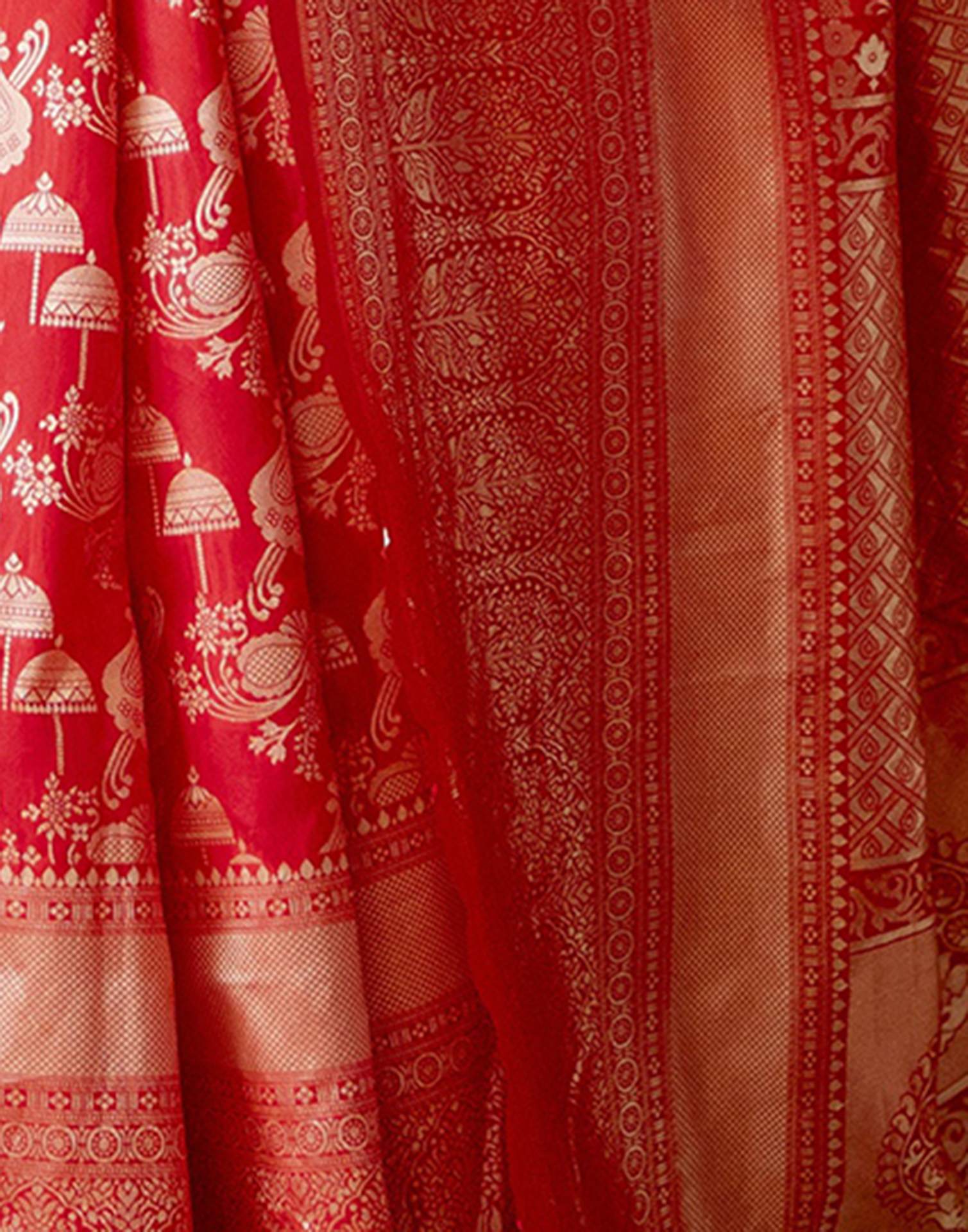 Red Silk Woven Saree