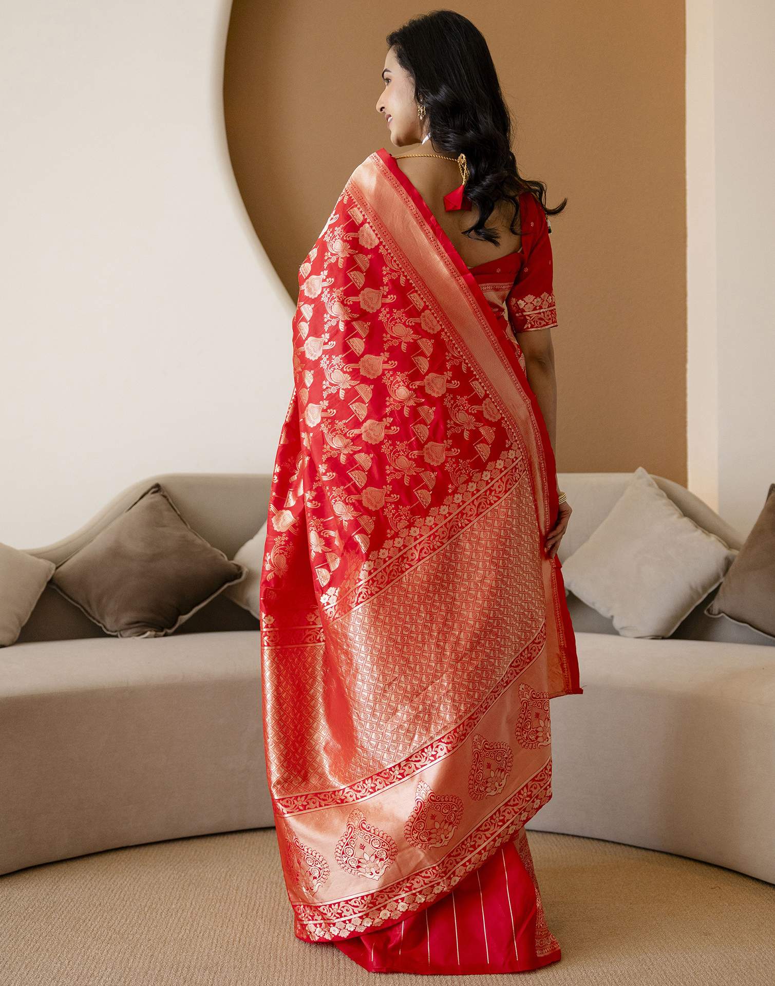 Red Silk Woven Saree