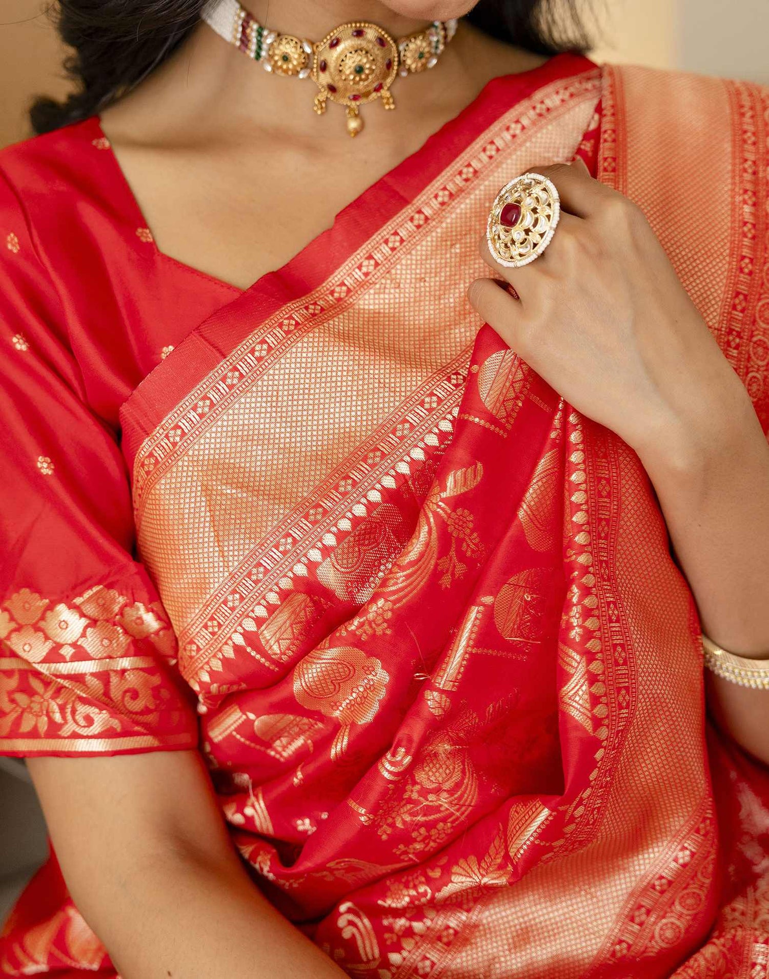 Red Silk Woven Saree