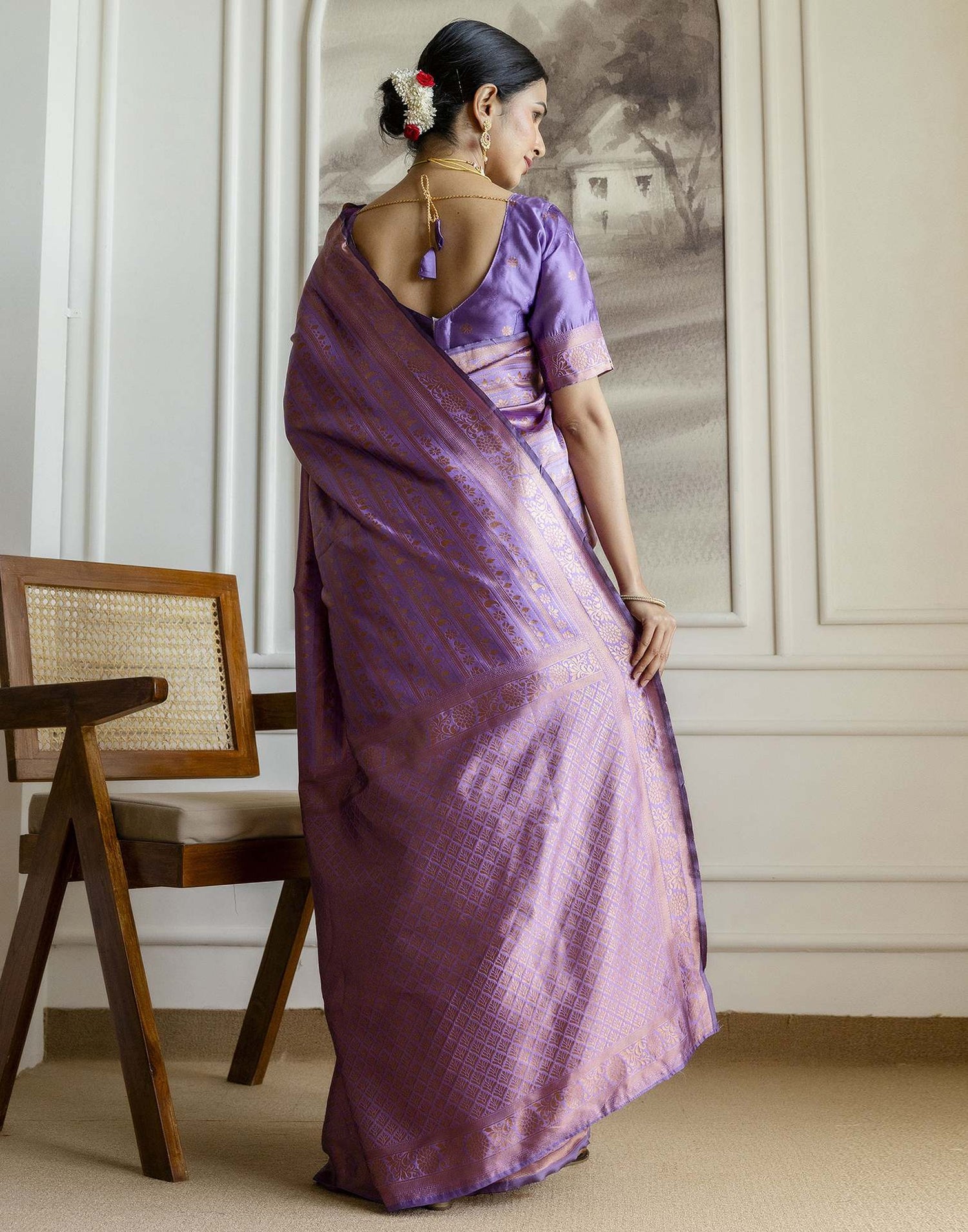 Dark Lavender Silk Woven Saree