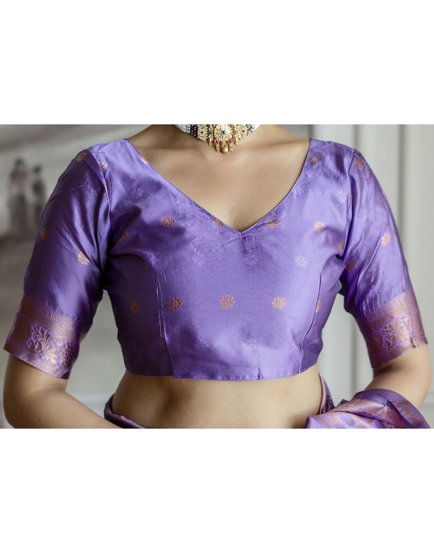 Dark Lavender Silk Woven Saree