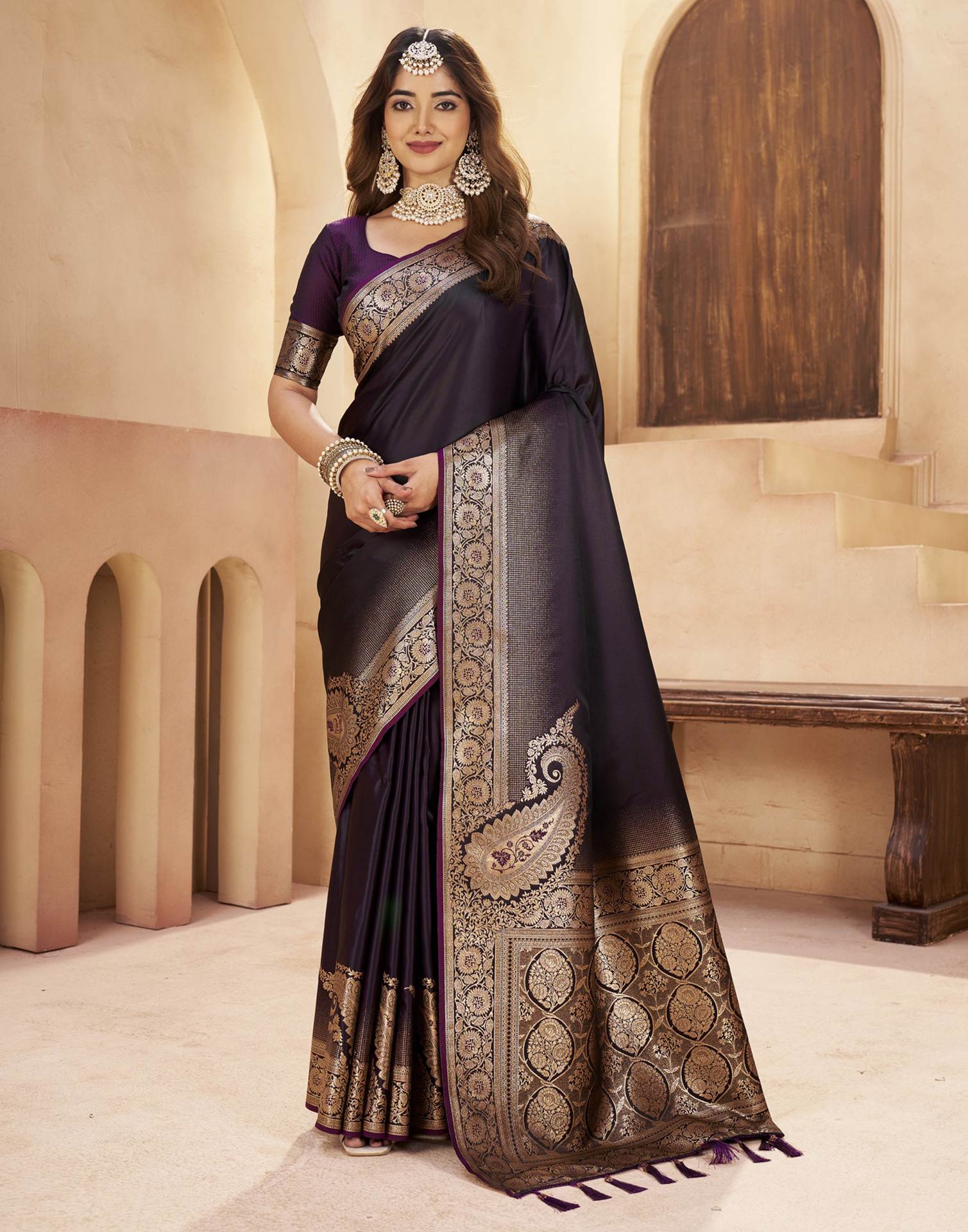 Black Silk Woven Saree